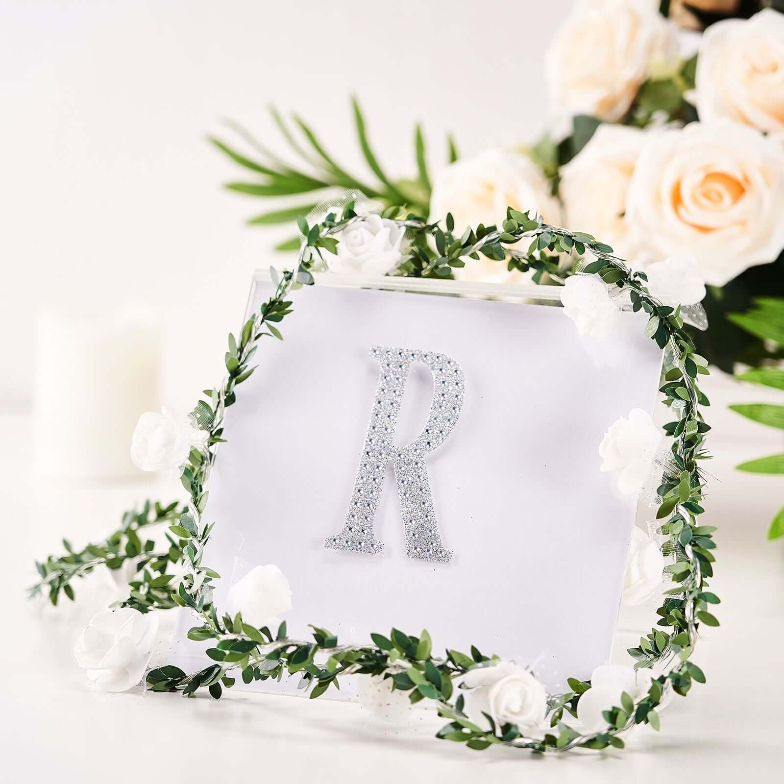 Decorative Rhinestone Alphabet "R" Letter Stickers 4", Silver Glitter Adhesive Craft Letters - DIY Sparkle Embellishments - Image 2