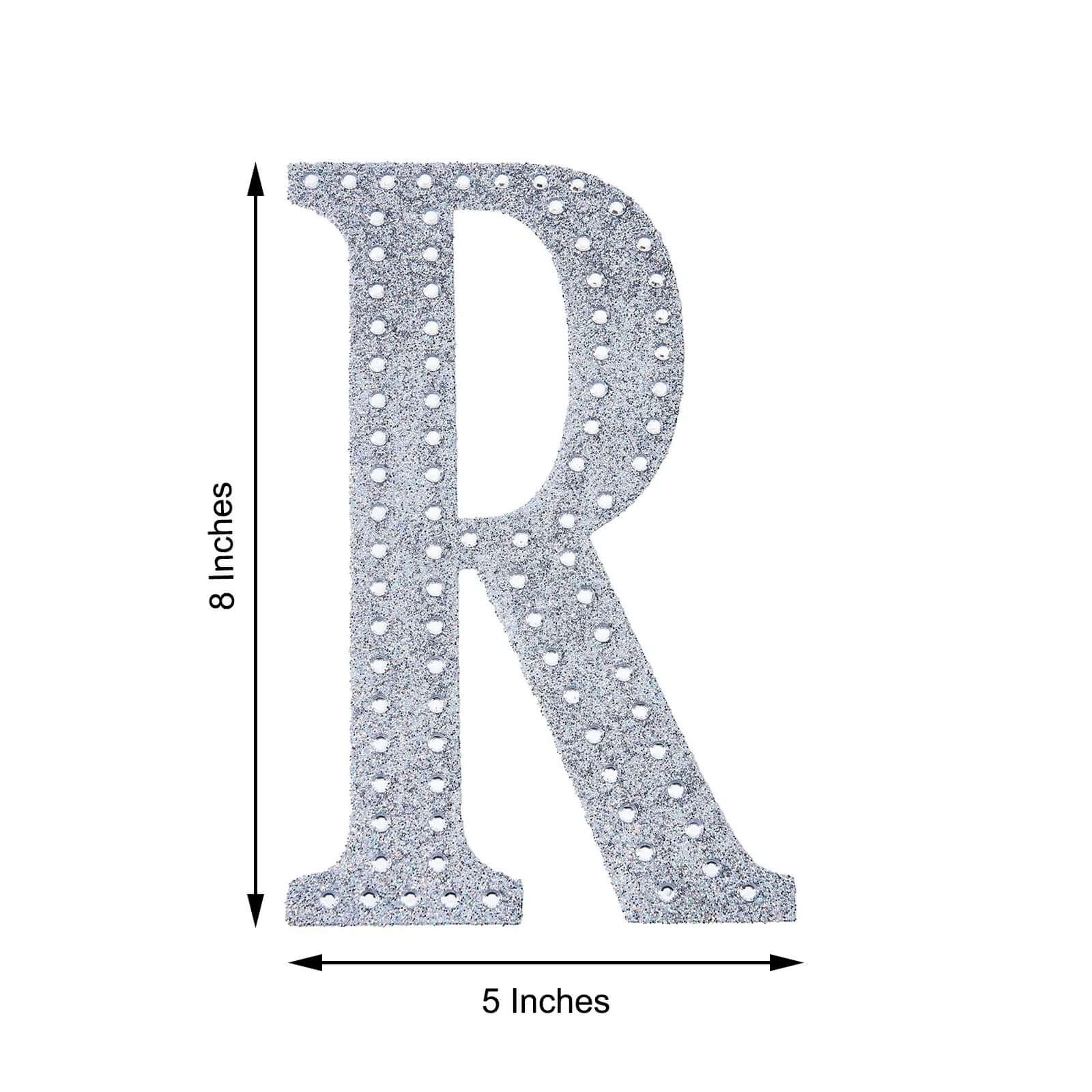 Decorative Rhinestone Alphabet "R" Letter Stickers 8", Silver Glitter Adhesive Craft Letters - DIY Sparkle Embellishments - Image 3