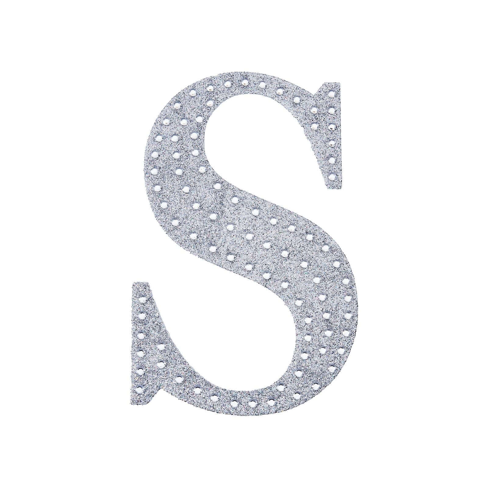 Decorative Rhinestone Alphabet "S" Letter Stickers 4", Silver Glitter Adhesive Craft Letters - DIY Sparkle Embellishments - Image 6