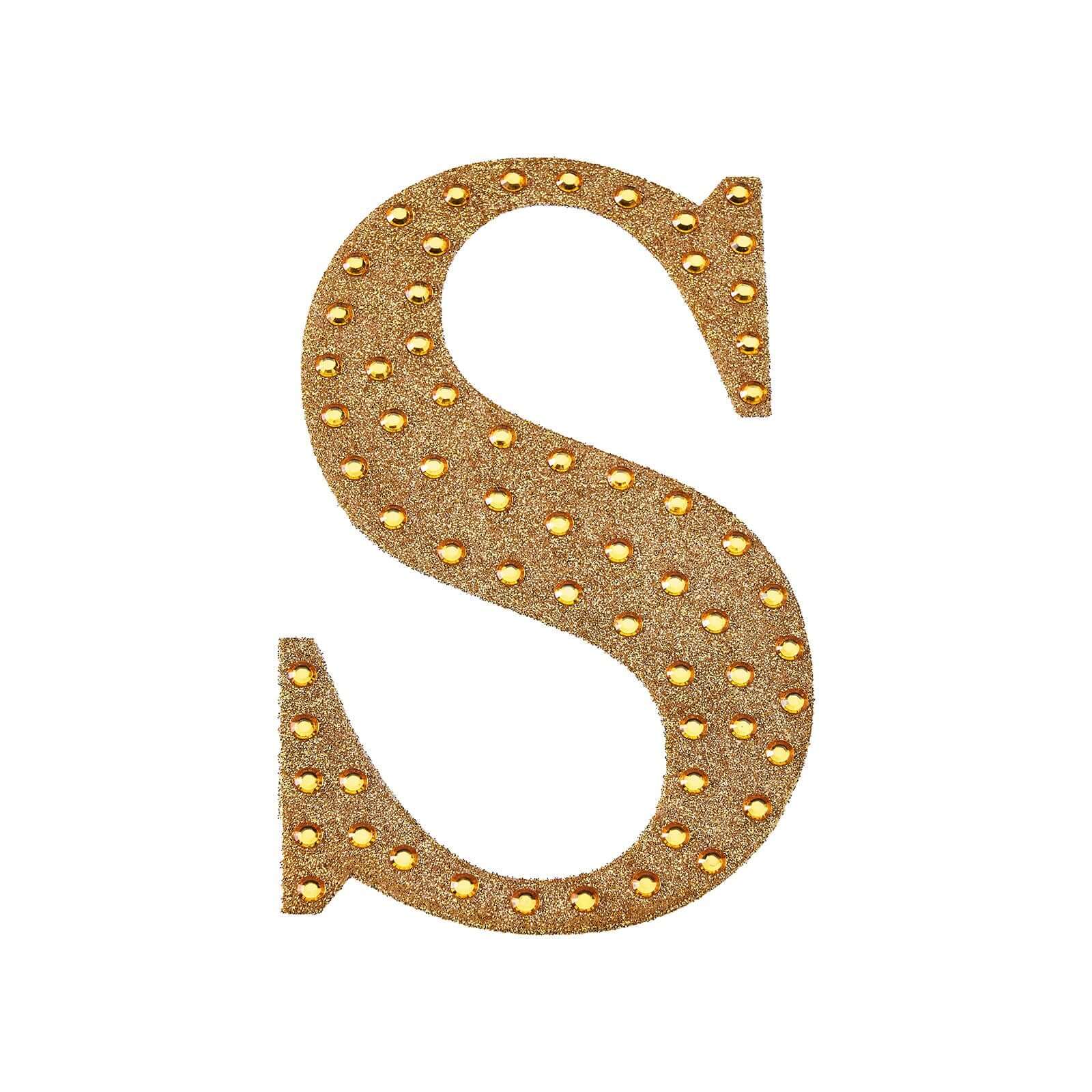 Decorative Rhinestone Alphabet "S" Letter Stickers 8", Gold Glitter Adhesive Craft Letters - DIY Sparkle Embellishments - Image 6