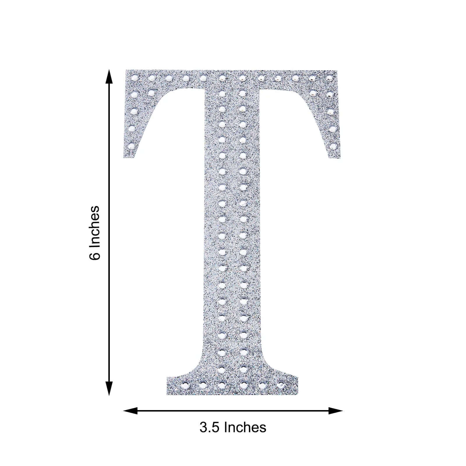 Decorative Rhinestone Alphabet "T" Letter Stickers 6", Silver Glitter Adhesive Craft Letters - DIY Sparkle Embellishments - Image 3