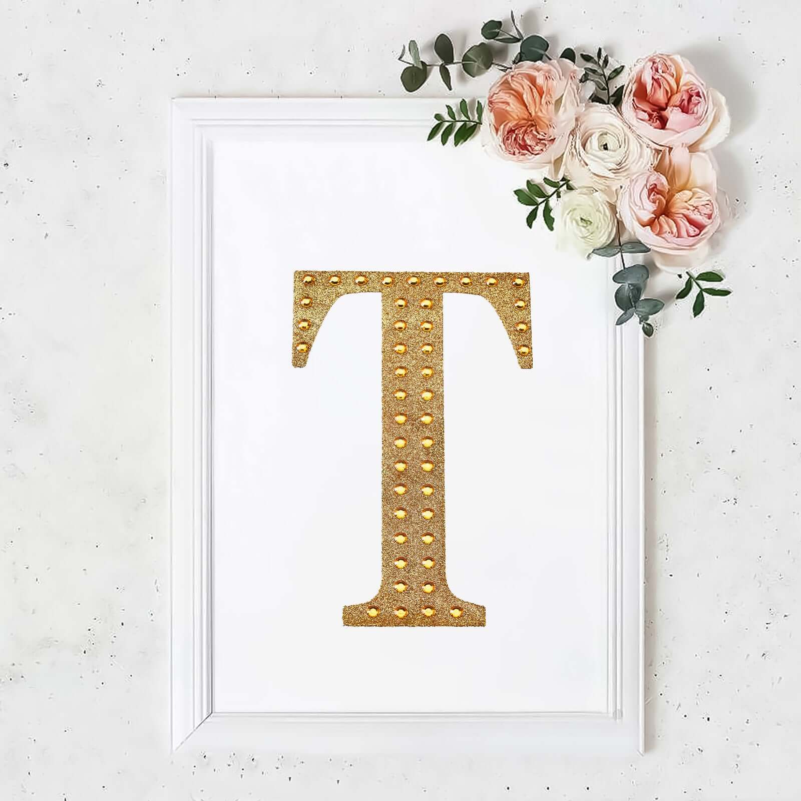 Decorative Rhinestone Alphabet "T" Letter Stickers 8", Gold Glitter Adhesive Craft Letters - DIY Sparkle Embellishments - Image 11