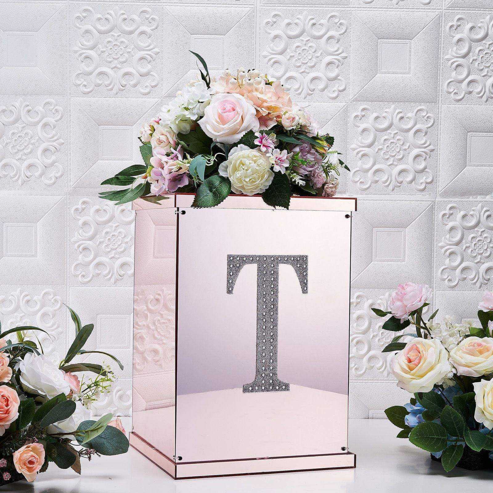 Decorative Rhinestone Alphabet "T" Letter Stickers 8", Silver Glitter Adhesive Craft Letters - DIY Sparkle Embellishments - Image 2