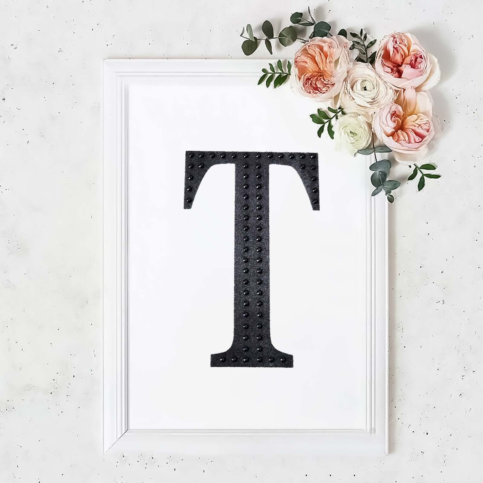Decorative Rhinestone Alphabet "T" Letter Stickers, Glitter Adhesive Craft Letters Black DIY Sparkle Embellishments 8" - Image 10