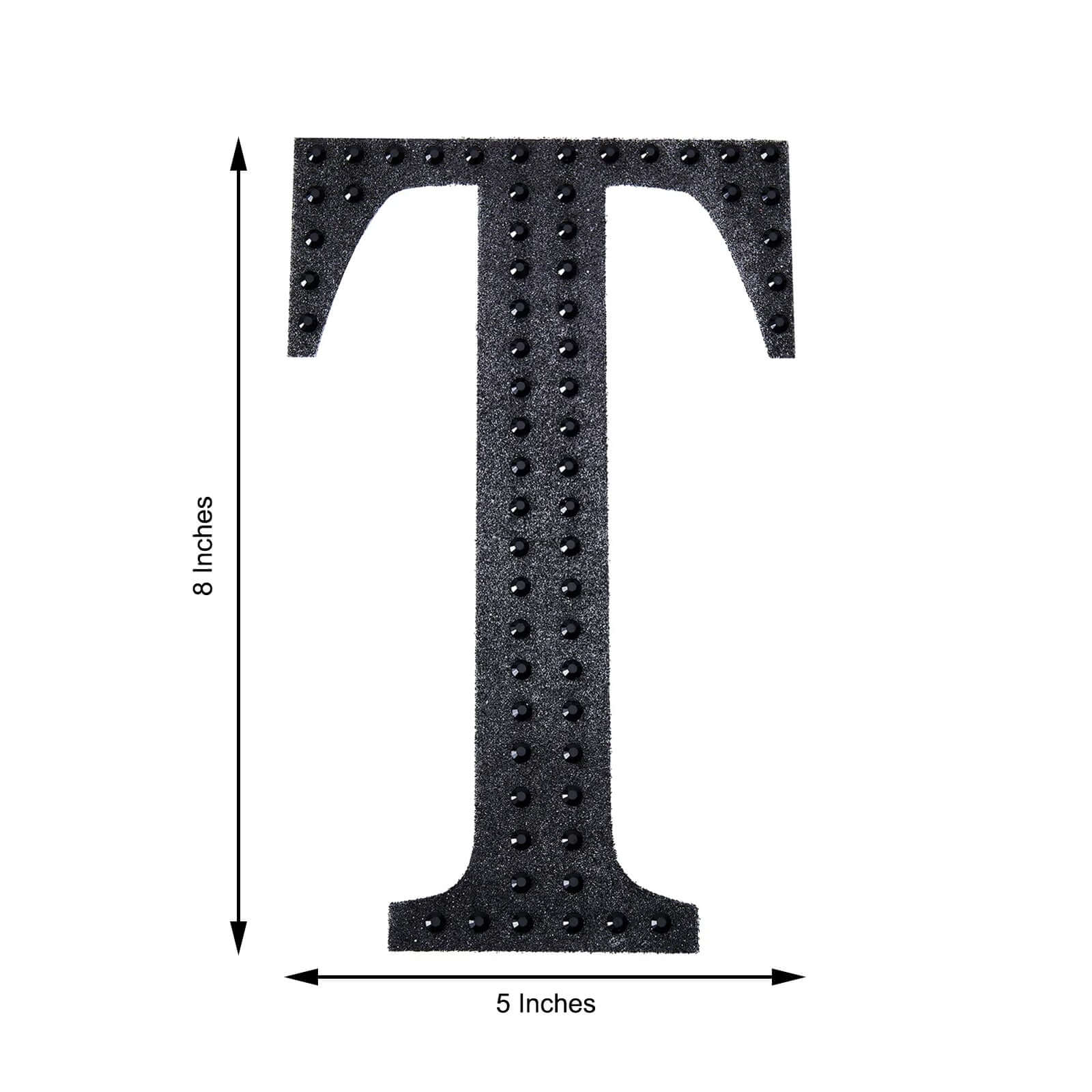 Decorative Rhinestone Alphabet "T" Letter Stickers, Glitter Adhesive Craft Letters Black DIY Sparkle Embellishments 8" - Image 3