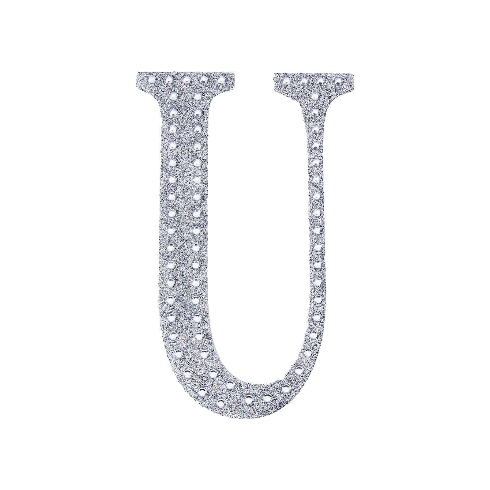 Decorative Rhinestone Alphabet "U" Letter Stickers 8", Silver Glitter Adhesive Craft Letters - DIY Sparkle Embellishments - Image 6