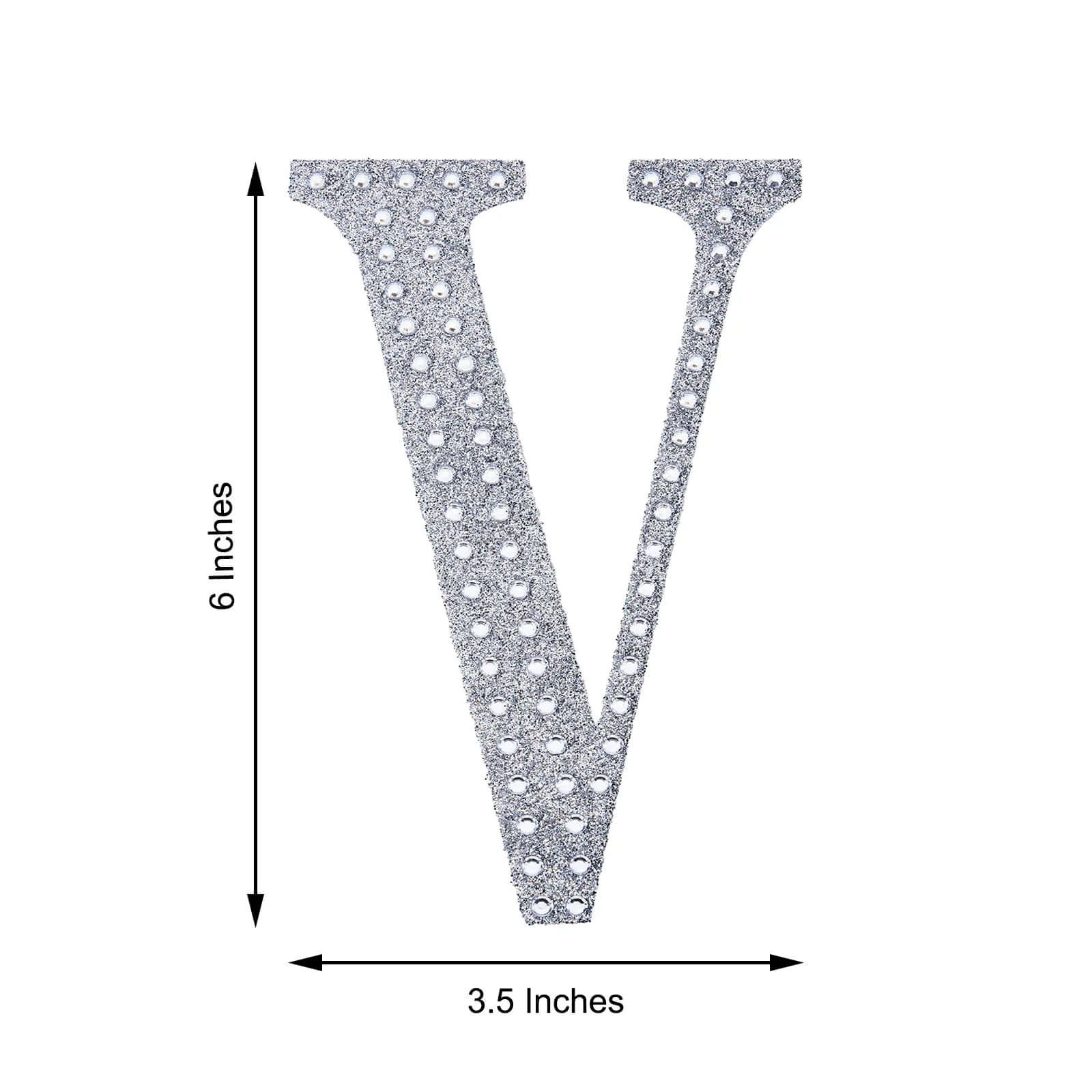 Decorative Rhinestone Alphabet "V" Letter Stickers 6", Silver Glitter Adhesive Craft Letters - DIY Sparkle Embellishments - Image 3