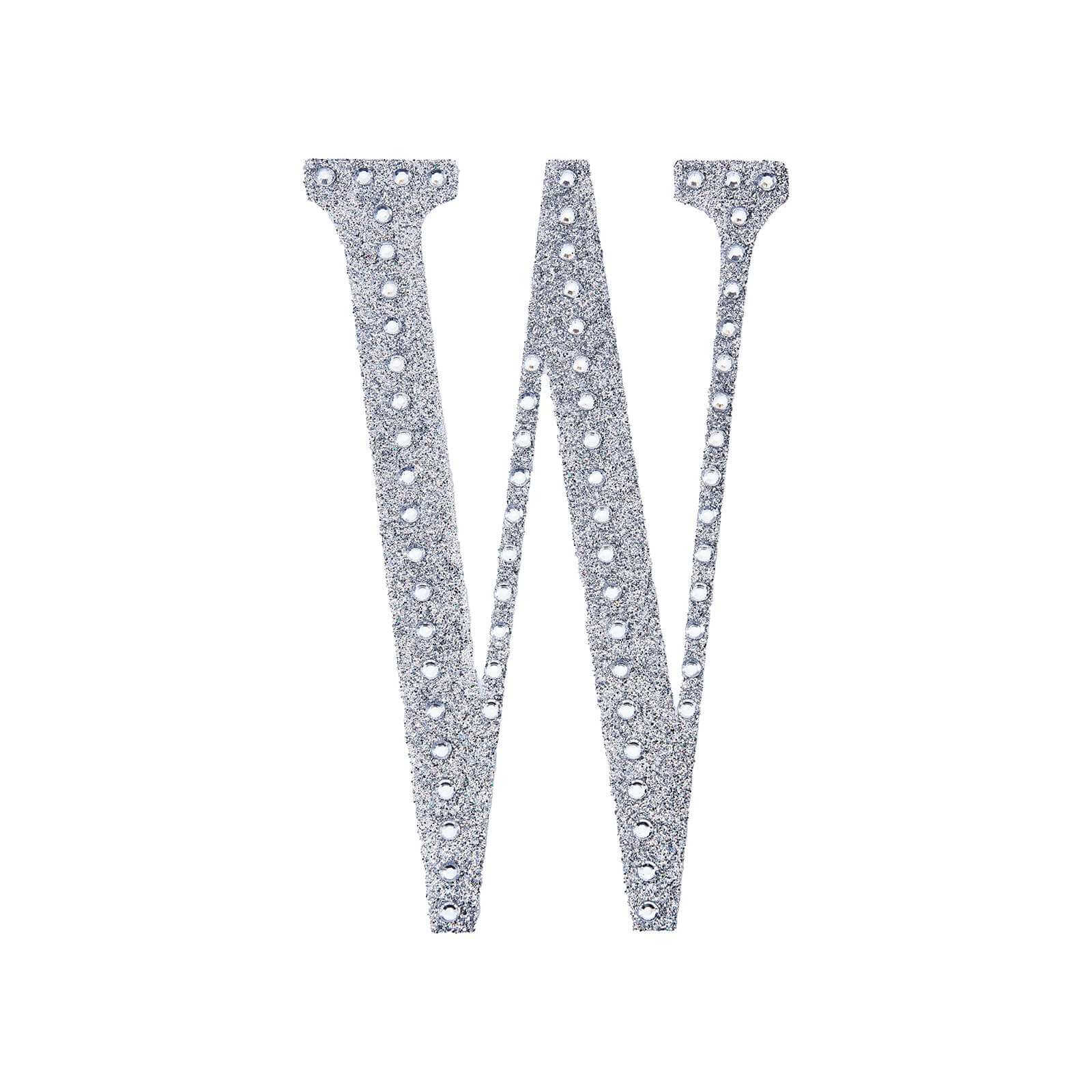 Decorative Rhinestone Alphabet "W" Letter Stickers 4", Silver Glitter Adhesive Craft Letters - DIY Sparkle Embellishments - Image 6