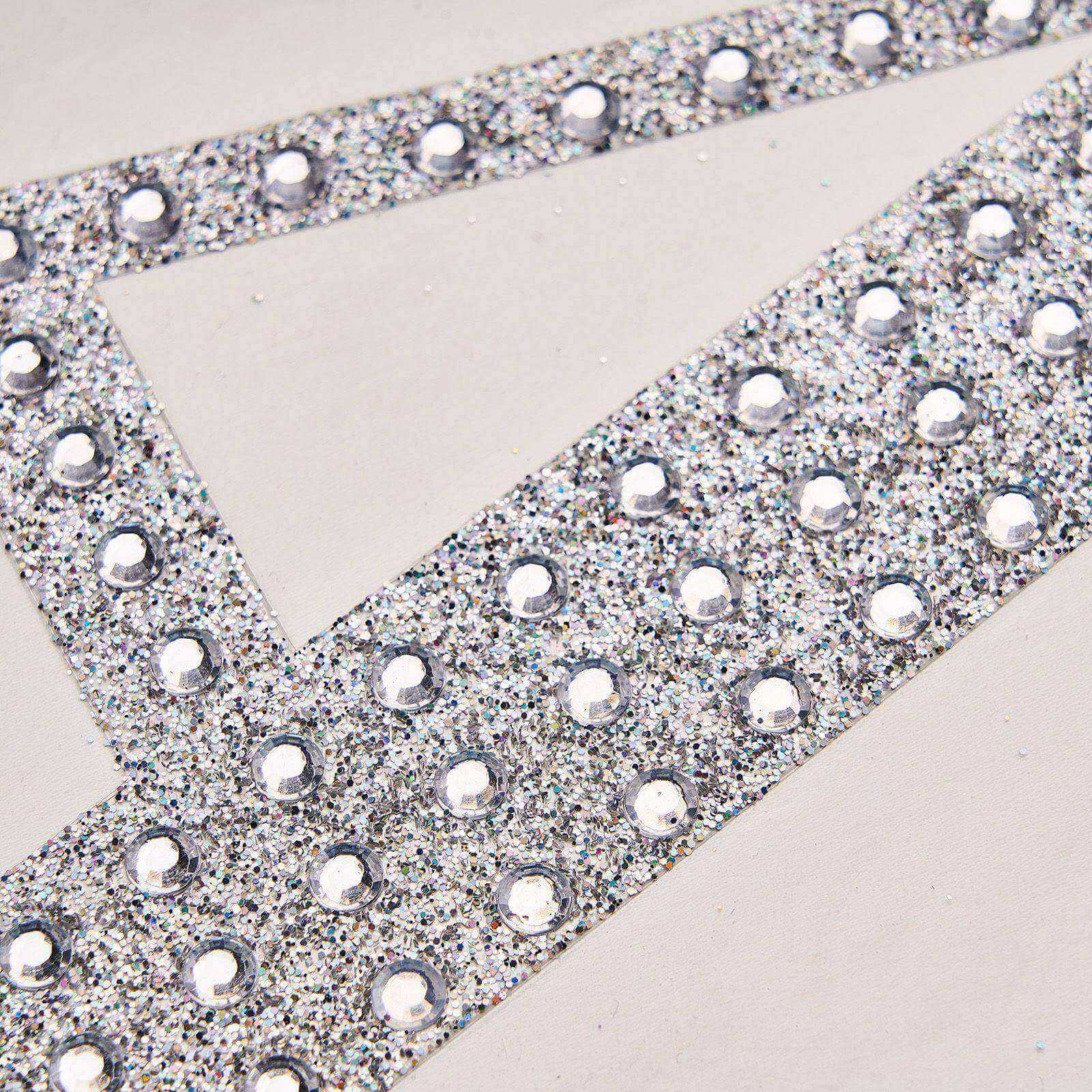 Decorative Rhinestone Alphabet "W" Letter Stickers 4", Silver Glitter Adhesive Craft Letters - DIY Sparkle Embellishments - Image 8
