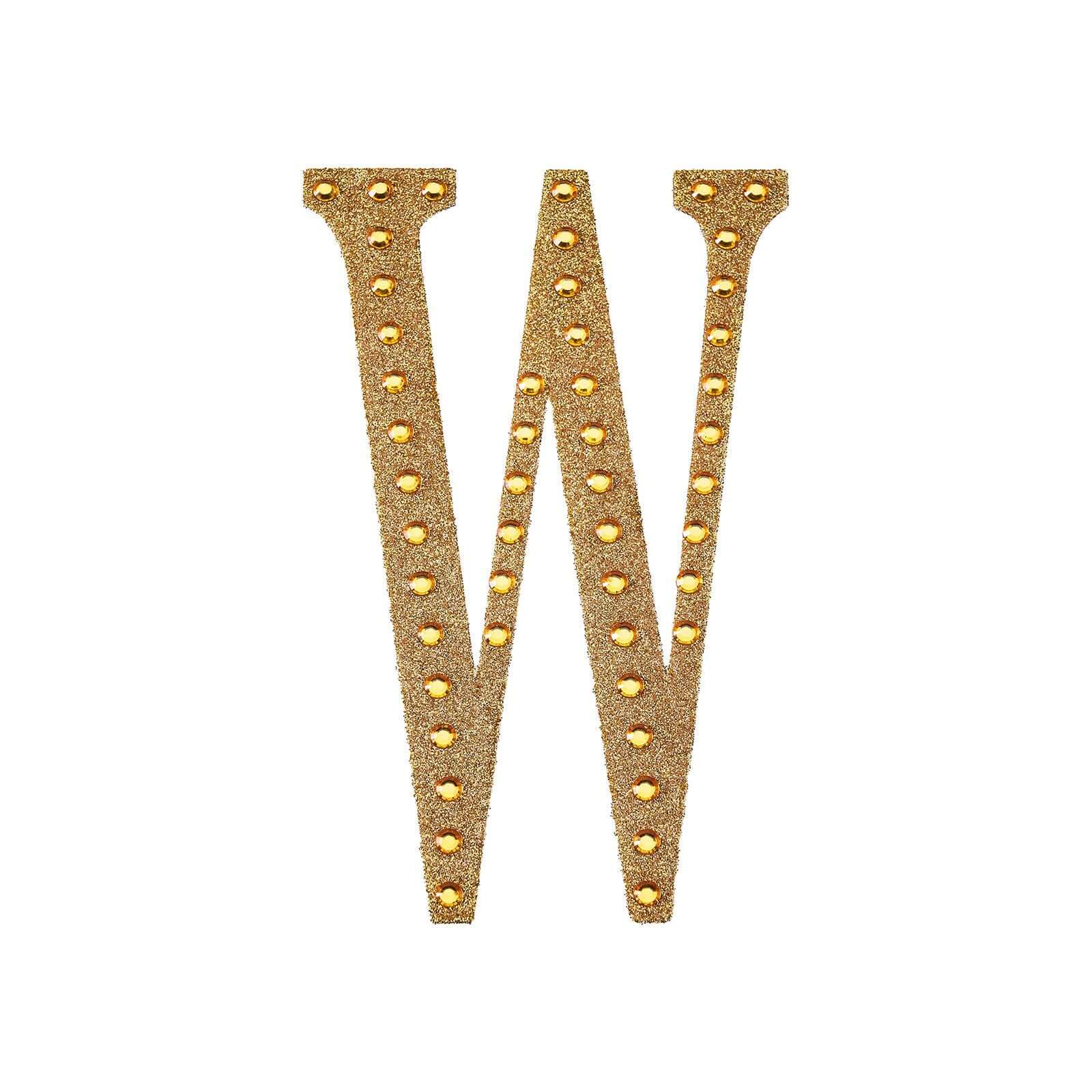 Decorative Rhinestone Alphabet "W" Letter Stickers 6", Gold Glitter Adhesive Craft Letters - DIY Sparkle Embellishments - Image 6