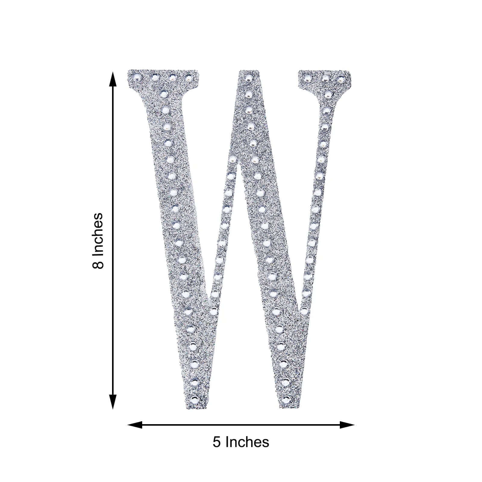 Decorative Rhinestone Alphabet "W" Letter Stickers 8", Silver Glitter Adhesive Craft Letters - DIY Sparkle Embellishments - Image 3