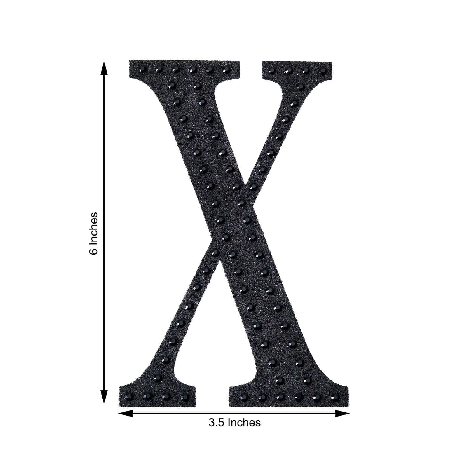 Decorative Rhinestone Alphabet "X" Letter Stickers 6", Black Glitter Adhesive Craft Letters - DIY Sparkle Embellishments - Image 3