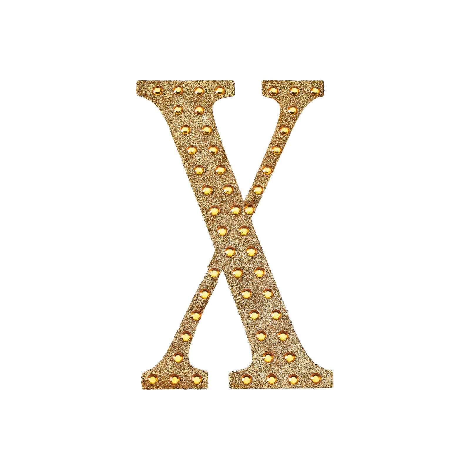 Decorative Rhinestone Alphabet "X" Letter Stickers 8", Gold Glitter Adhesive Craft Letters - DIY Sparkle Embellishments - Image 6