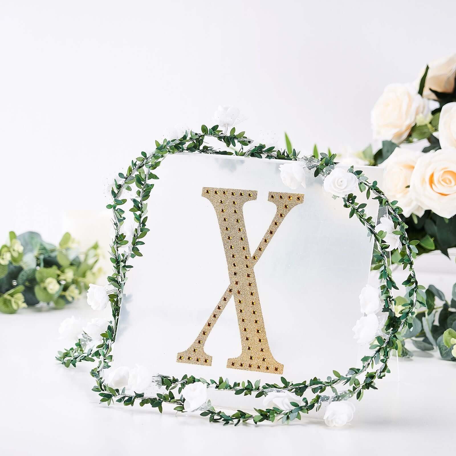 Decorative Rhinestone Alphabet "X" Letter Stickers 8", Gold Glitter Adhesive Craft Letters - DIY Sparkle Embellishments - Image 7