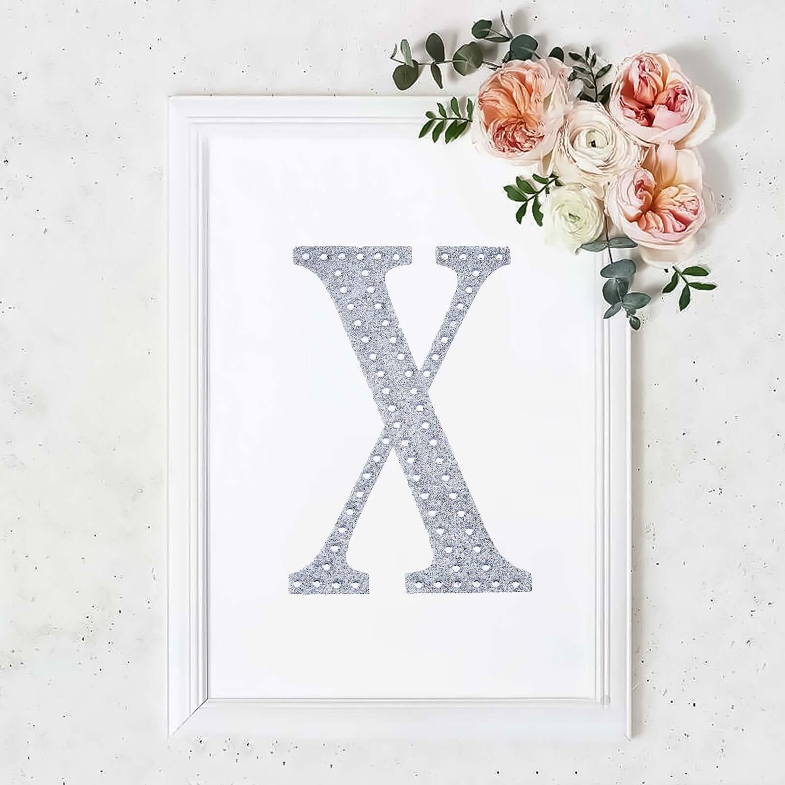 Decorative Rhinestone Alphabet "X" Letter Stickers 8", Silver Glitter Adhesive Craft Letters - DIY Sparkle Embellishments - Image 11