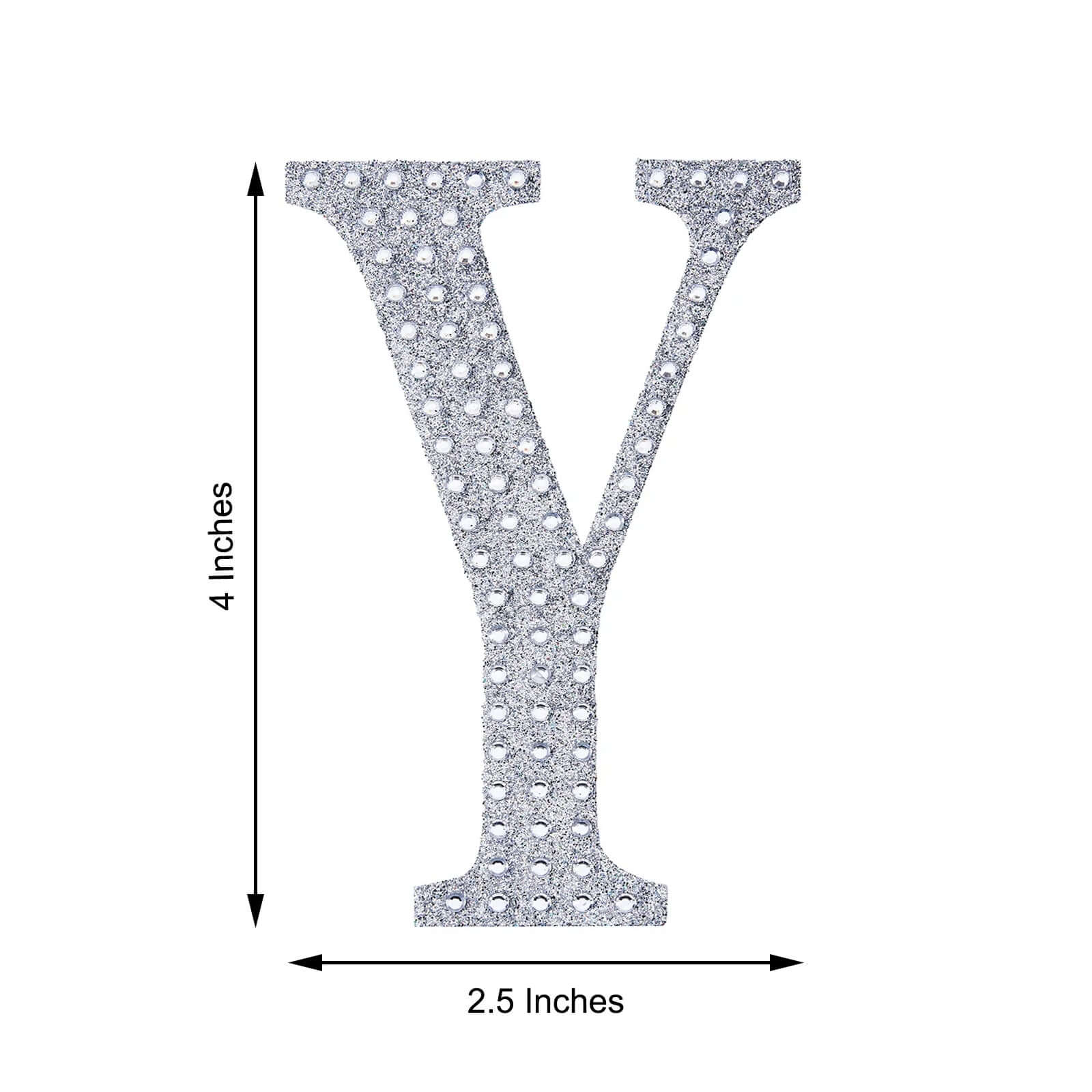 Decorative Rhinestone Alphabet "Y" Letter Stickers 4", Silver Glitter Adhesive Craft Letters - DIY Sparkle Embellishments - Image 3