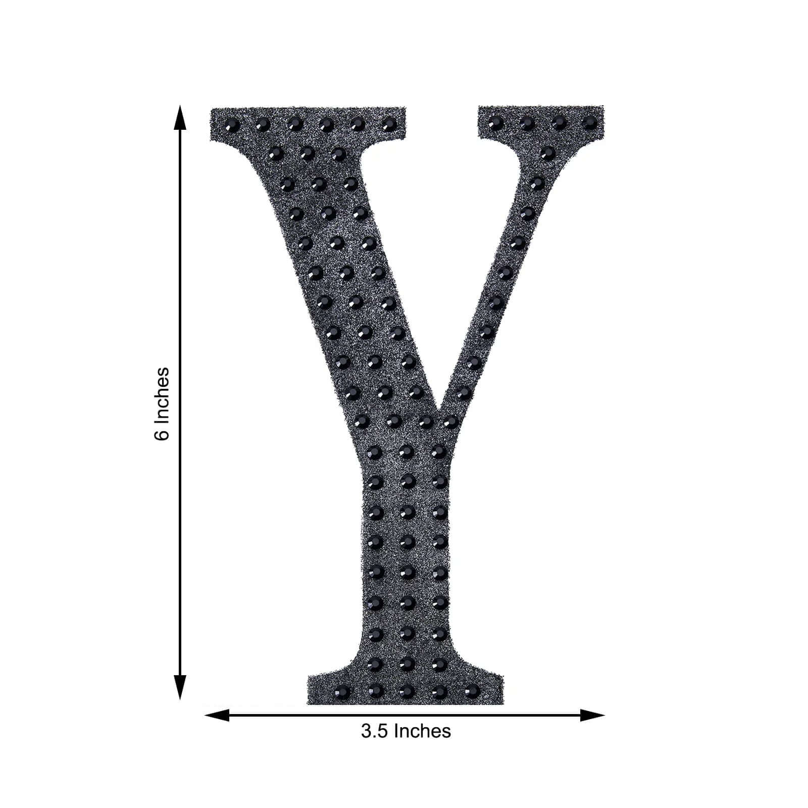 Decorative Rhinestone Alphabet "Y" Letter Stickers 6", Black Glitter Adhesive Craft Letters - DIY Sparkle Embellishments - Image 3