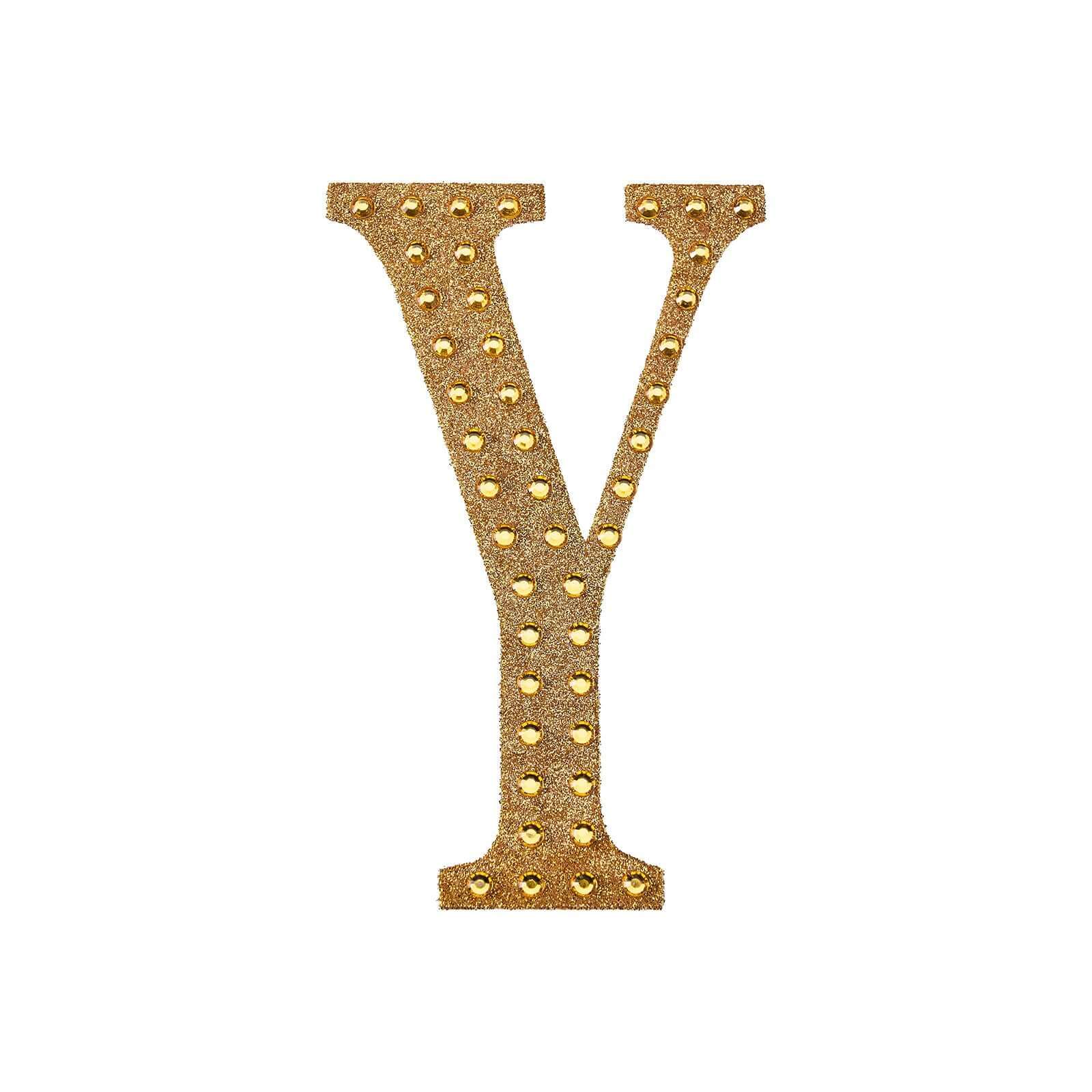 Decorative Rhinestone Alphabet "Y" Letter Stickers 6", Gold Glitter Adhesive Craft Letters - DIY Sparkle Embellishments - Image 6