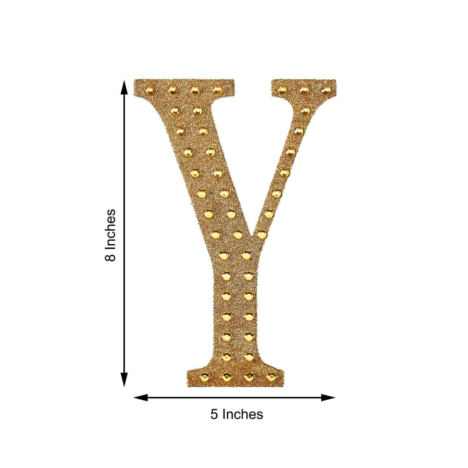 Decorative Rhinestone Alphabet "Y" Letter Stickers 8", Gold Glitter Adhesive Craft Letters - DIY Sparkle Embellishments - Image 3