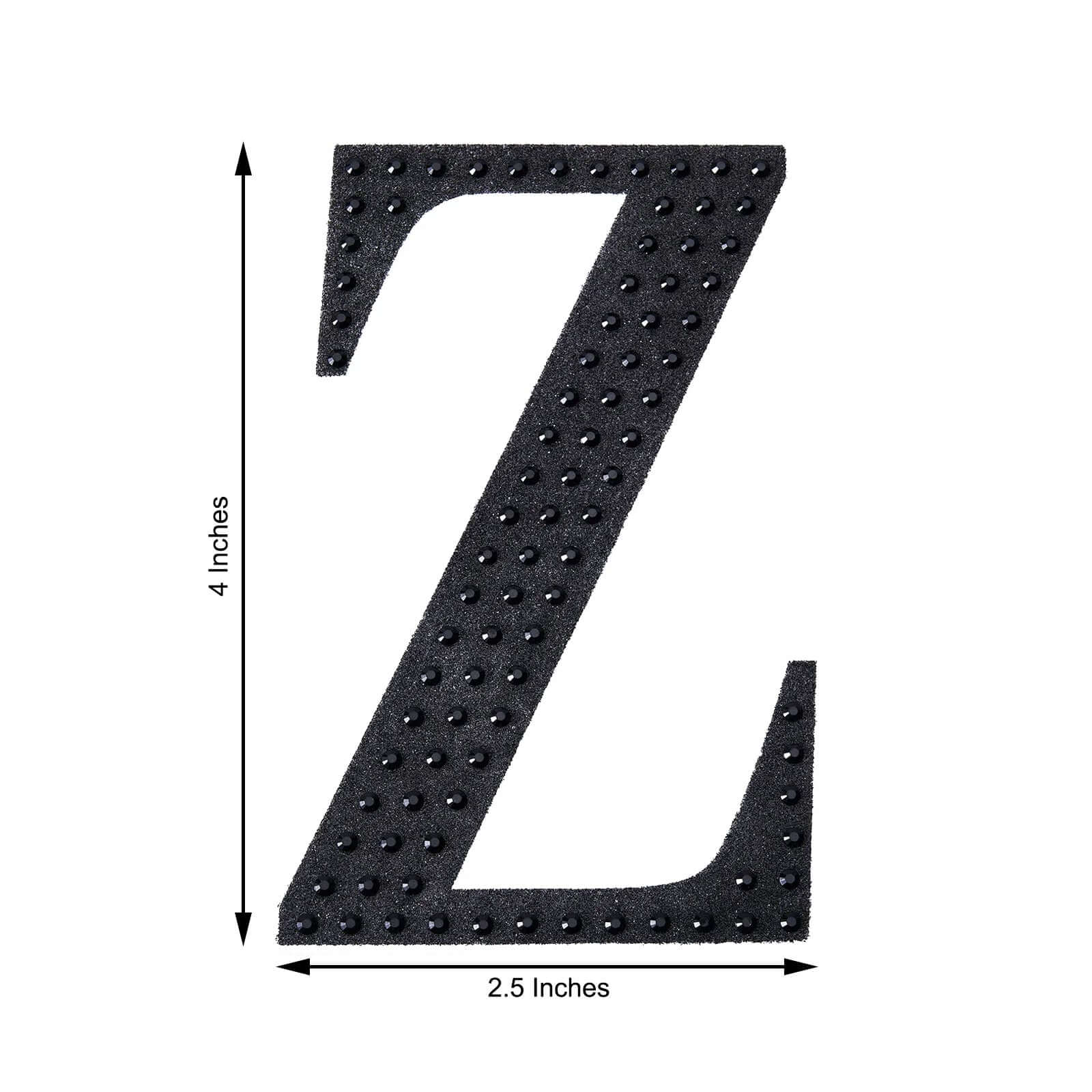 Decorative Rhinestone Alphabet "Z" Letter Stickers 4", Black Glitter Adhesive Craft Letters - DIY Sparkle Embellishments - Image 3