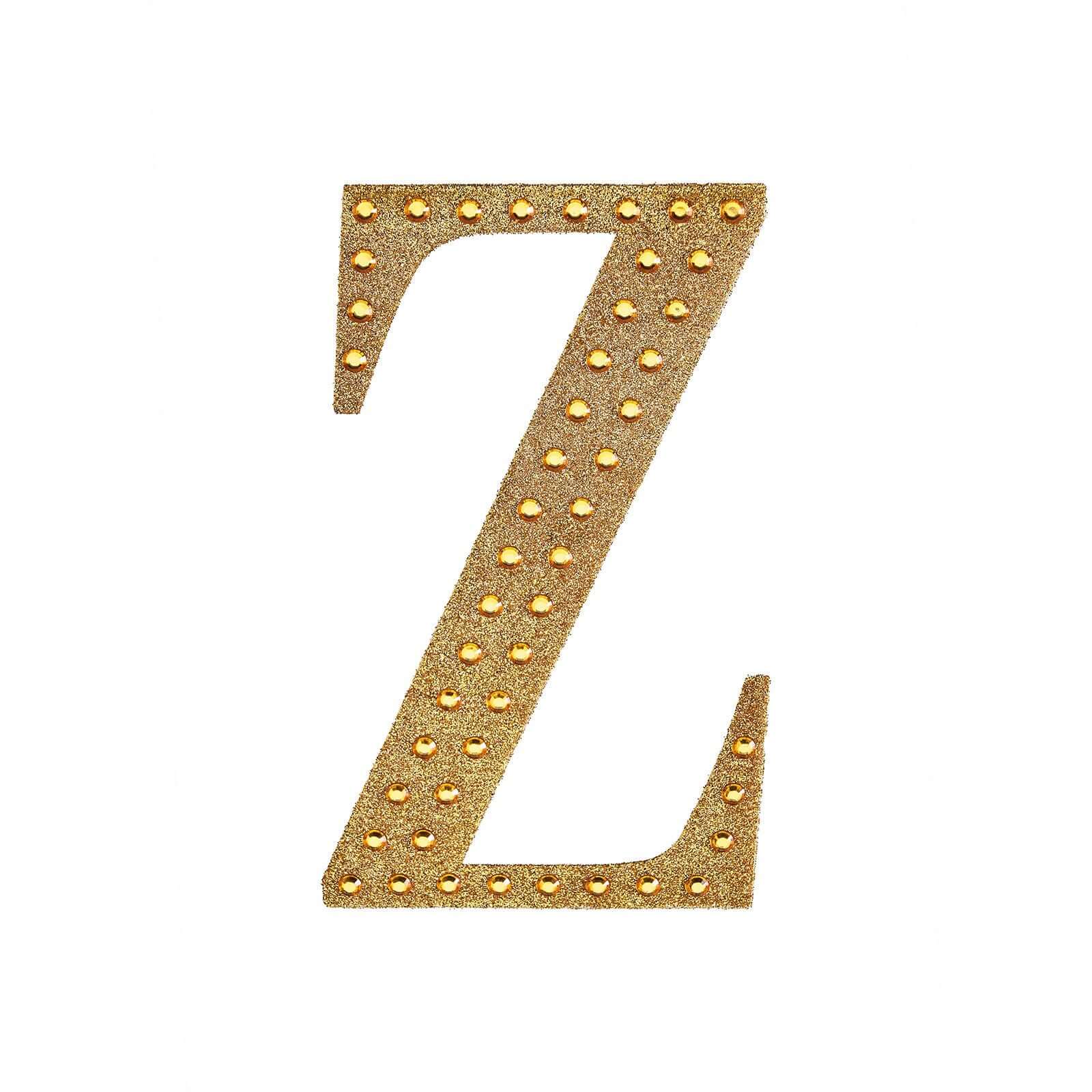 Decorative Rhinestone Alphabet "Z" Letter Stickers 4", Gold Glitter Adhesive Craft Letters - DIY Sparkle Embellishments - Image 6