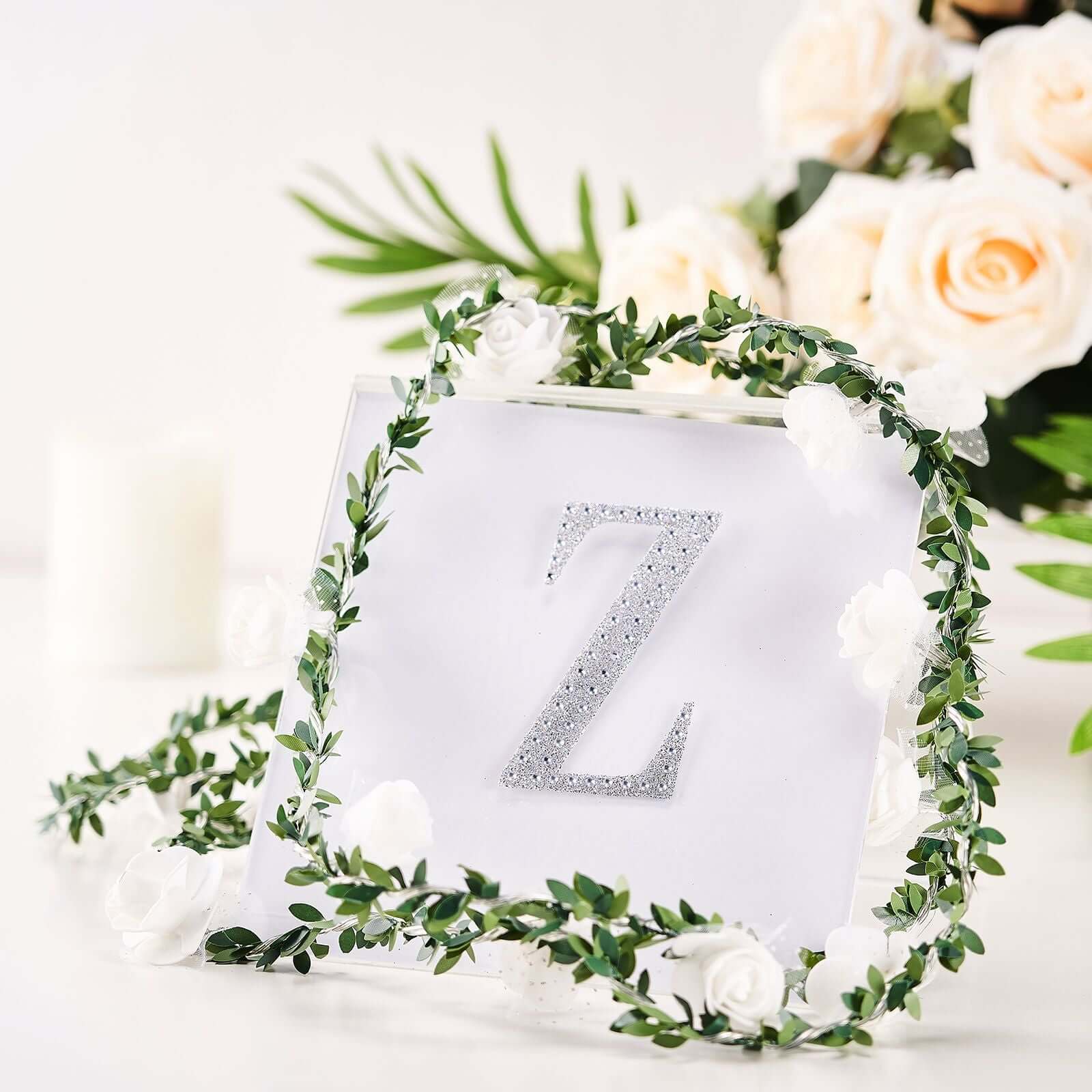 Decorative Rhinestone Alphabet "Z" Letter Stickers 4", Silver Glitter Adhesive Craft Letters - DIY Sparkle Embellishments - Image 2