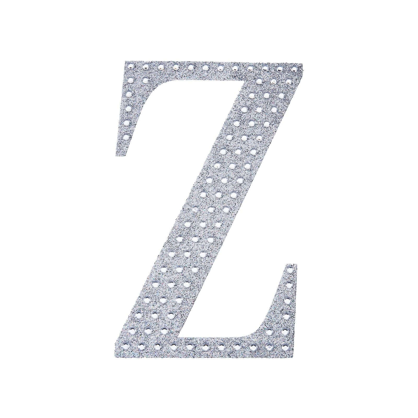 Decorative Rhinestone Alphabet "Z" Letter Stickers 4", Silver Glitter Adhesive Craft Letters - DIY Sparkle Embellishments - Image 6