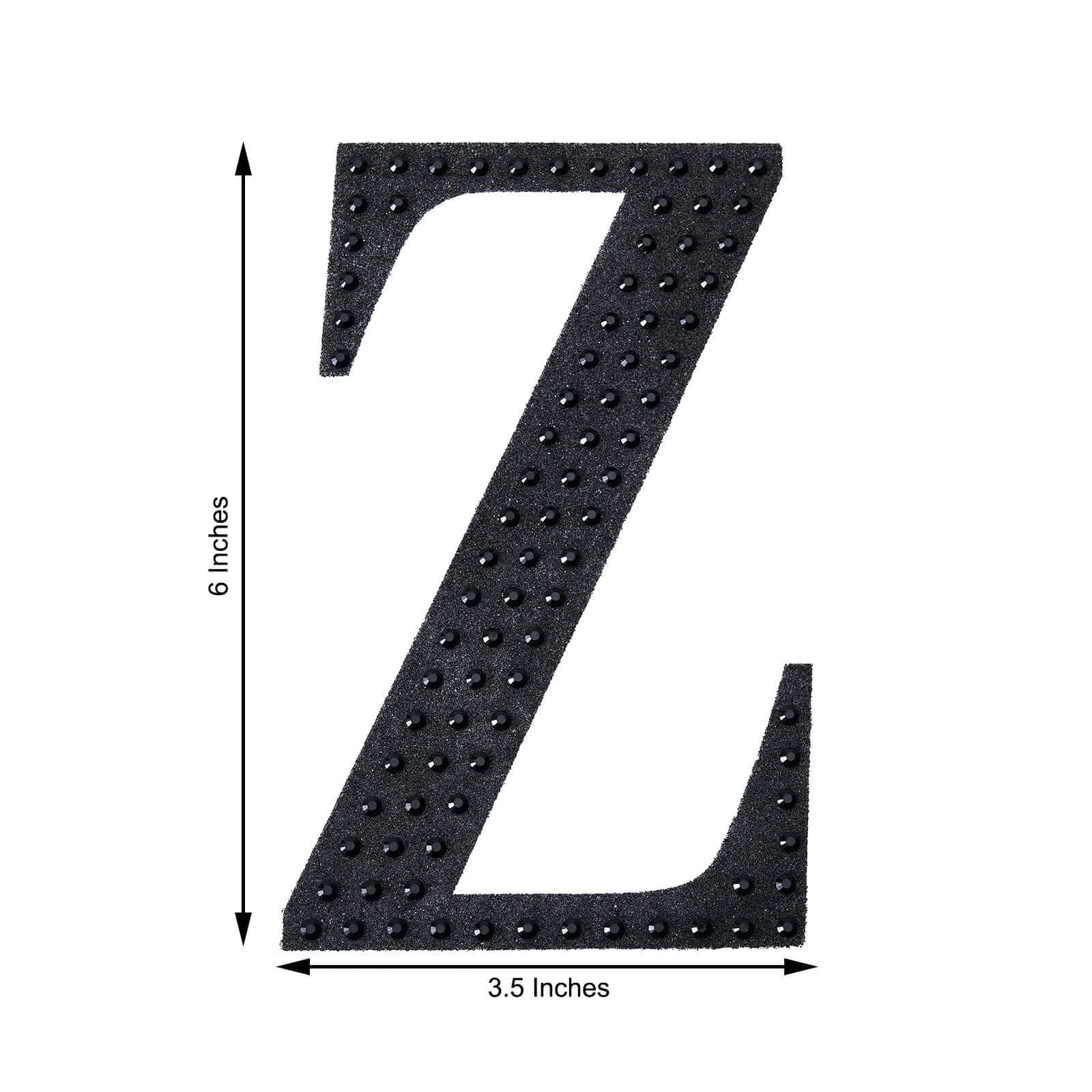 Decorative Rhinestone Alphabet "Z" Letter Stickers 6", Black Glitter Adhesive Craft Letters - DIY Sparkle Embellishments - Image 3