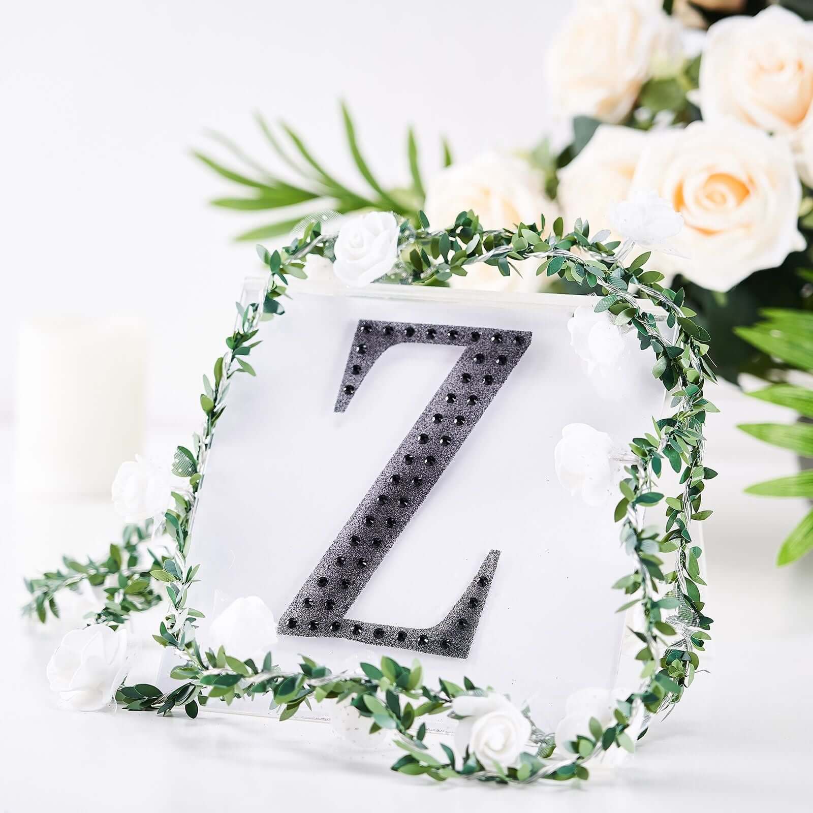 Decorative Rhinestone Alphabet "Z" Letter Stickers 6", Black Glitter Adhesive Craft Letters - DIY Sparkle Embellishments - Image 7