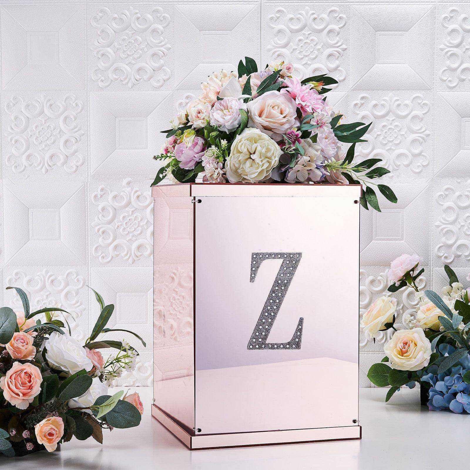 Decorative Rhinestone Alphabet "Z" Letter Stickers 6", Silver Glitter Adhesive Craft Letters - DIY Sparkle Embellishments