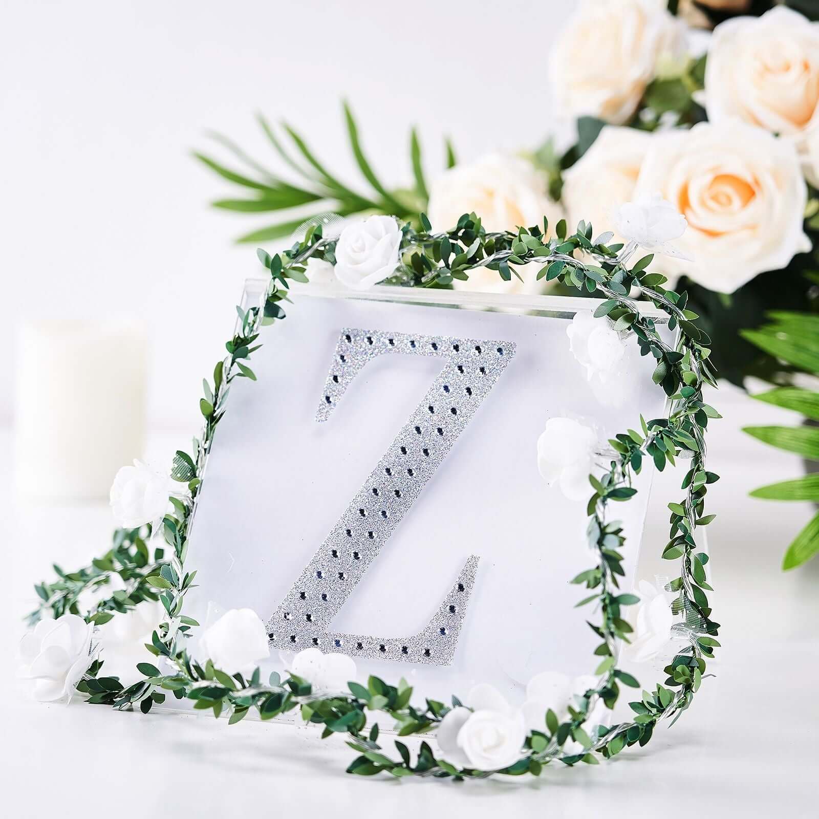 Decorative Rhinestone Alphabet "Z" Letter Stickers 6", Silver Glitter Adhesive Craft Letters - DIY Sparkle Embellishments - Image 2