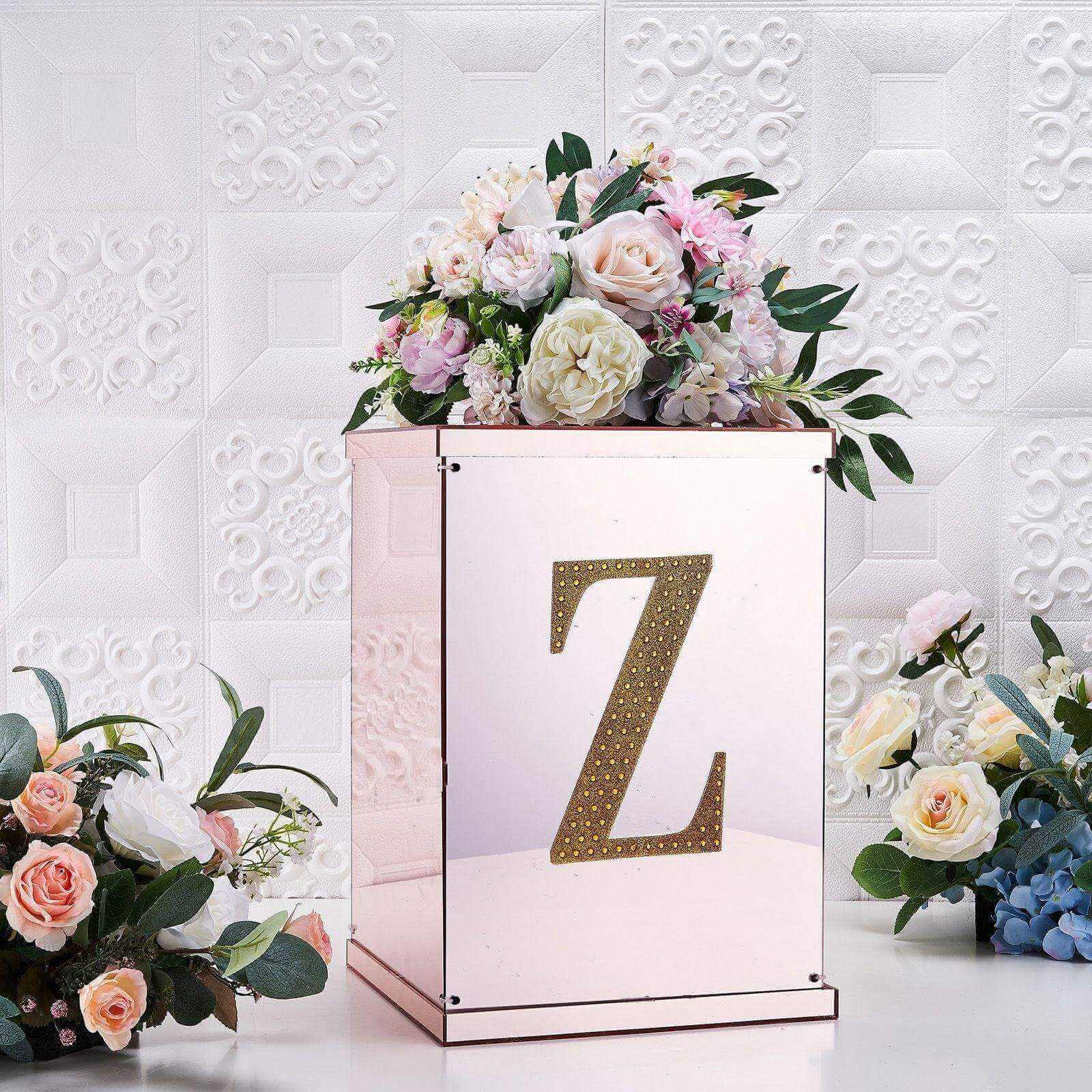 Decorative Rhinestone Alphabet "Z" Letter Stickers 8", Gold Glitter Adhesive Craft Letters - DIY Sparkle Embellishments - Image 2