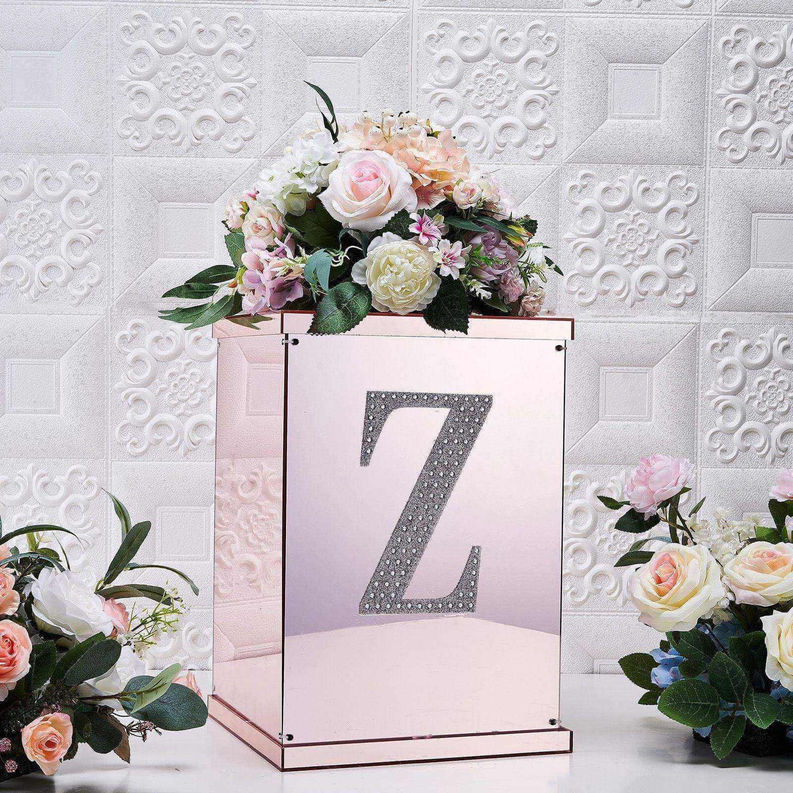 Decorative Rhinestone Alphabet "Z" Letter Stickers 8", Silver Glitter Adhesive Craft Letters - DIY Sparkle Embellishments - Image 2