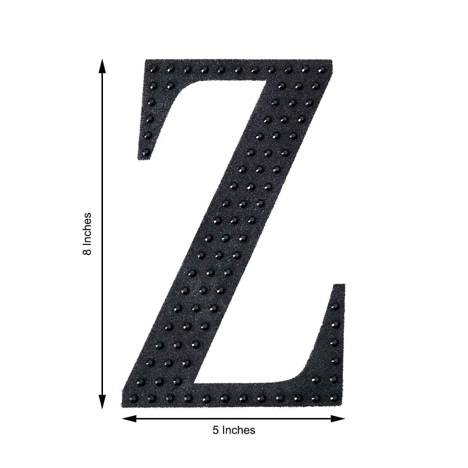 Decorative Rhinestone Alphabet "Z" Letter Stickers, Glitter Adhesive Craft Letters Black DIY Sparkle Embellishments 8" - Image 3