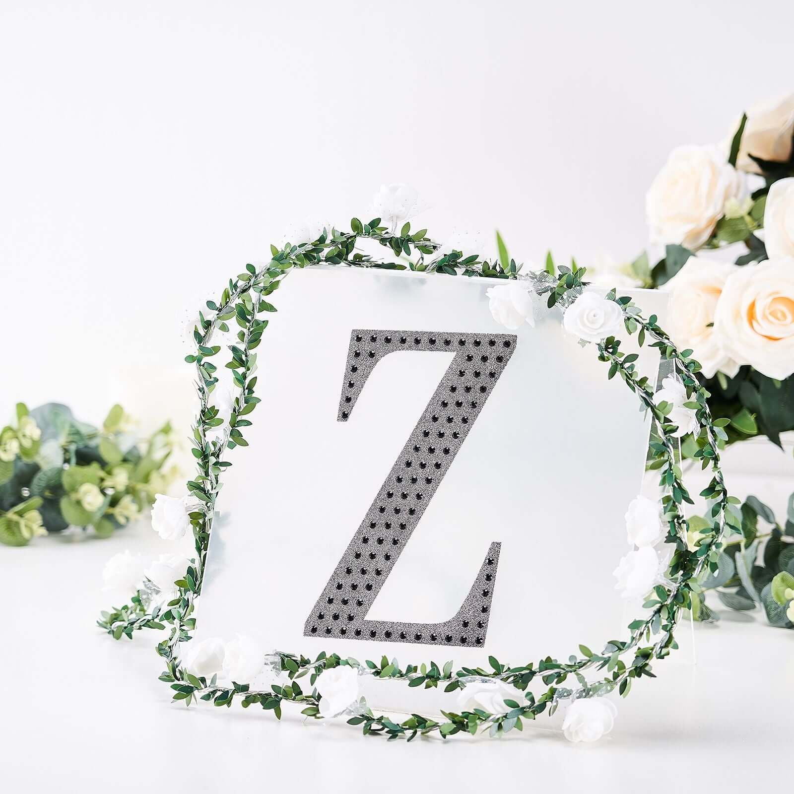 Decorative Rhinestone Alphabet "Z" Letter Stickers, Glitter Adhesive Craft Letters Black DIY Sparkle Embellishments 8" - Image 7
