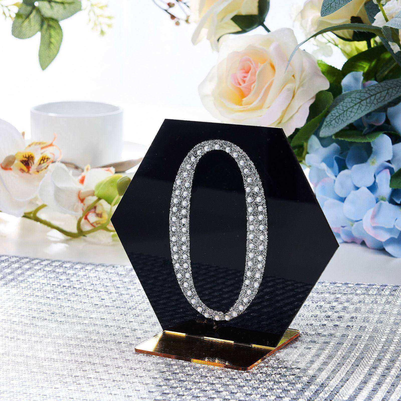 Decorative Rhinestone Number "0" Stickers 4", Silver Glitter Adhesive Craft Numbers - DIY Sparkle Embellishments - Image 2