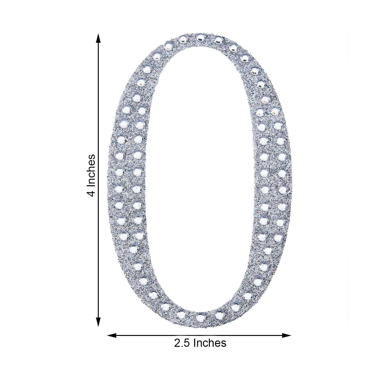 Decorative Rhinestone Number "0" Stickers 4", Silver Glitter Adhesive Craft Numbers - DIY Sparkle Embellishments - Image 3
