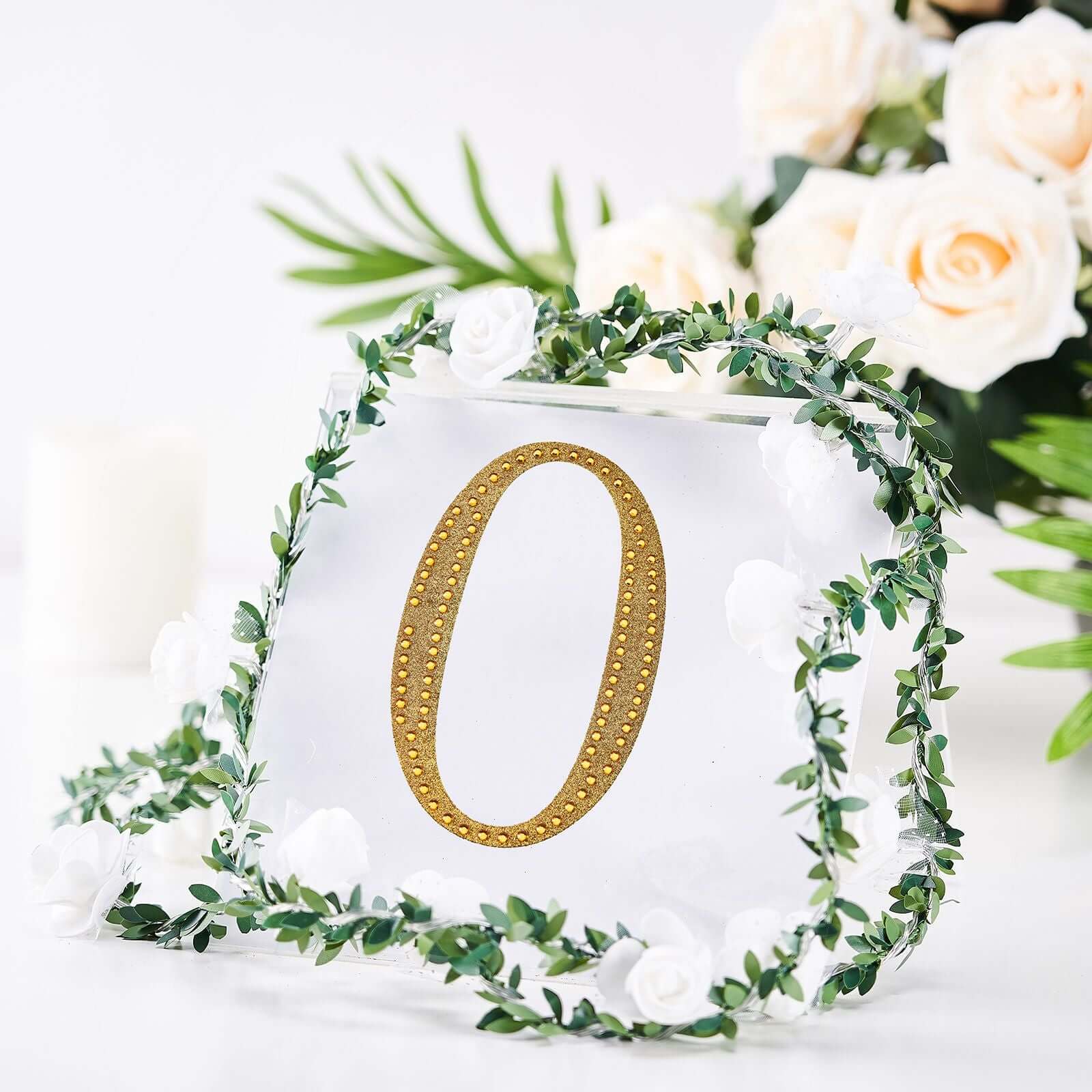 Decorative Rhinestone Number "0" Stickers 6", Gold Glitter Adhesive Craft Numbers - DIY Sparkle Embellishments - Image 2