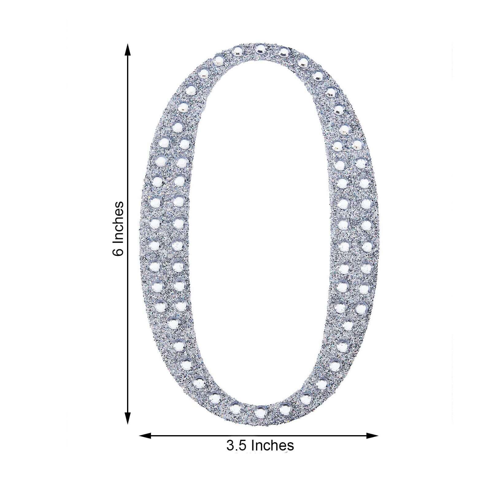 Decorative Rhinestone Number "0" Stickers 6", Silver Glitter Adhesive Craft Numbers - DIY Sparkle Embellishments - Image 3