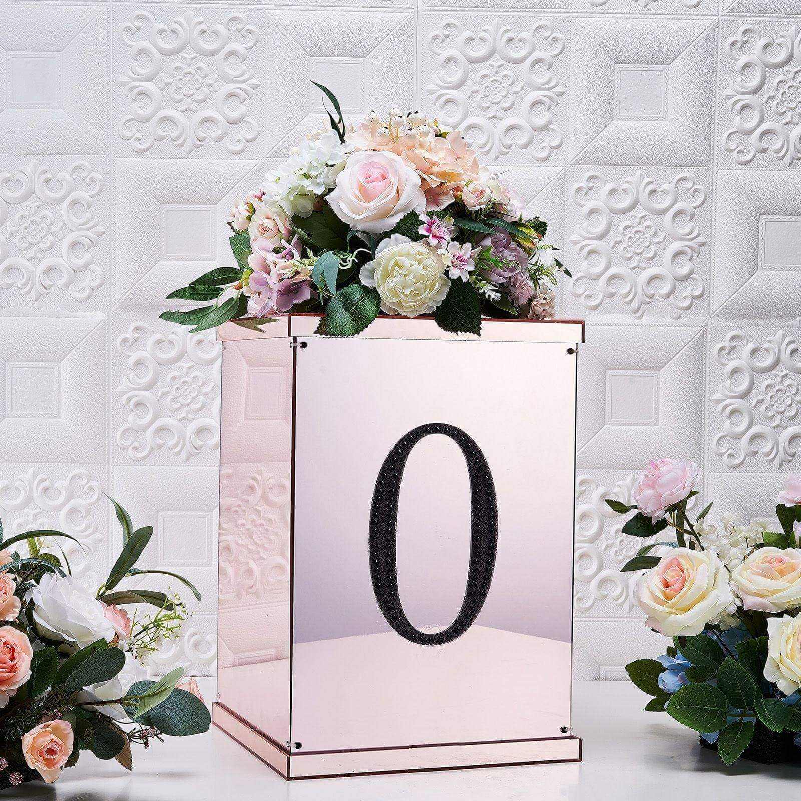 Decorative Rhinestone Number "0" Stickers 8", Black Glitter Adhesive Craft Numbers - DIY Sparkle Embellishments - Image 2