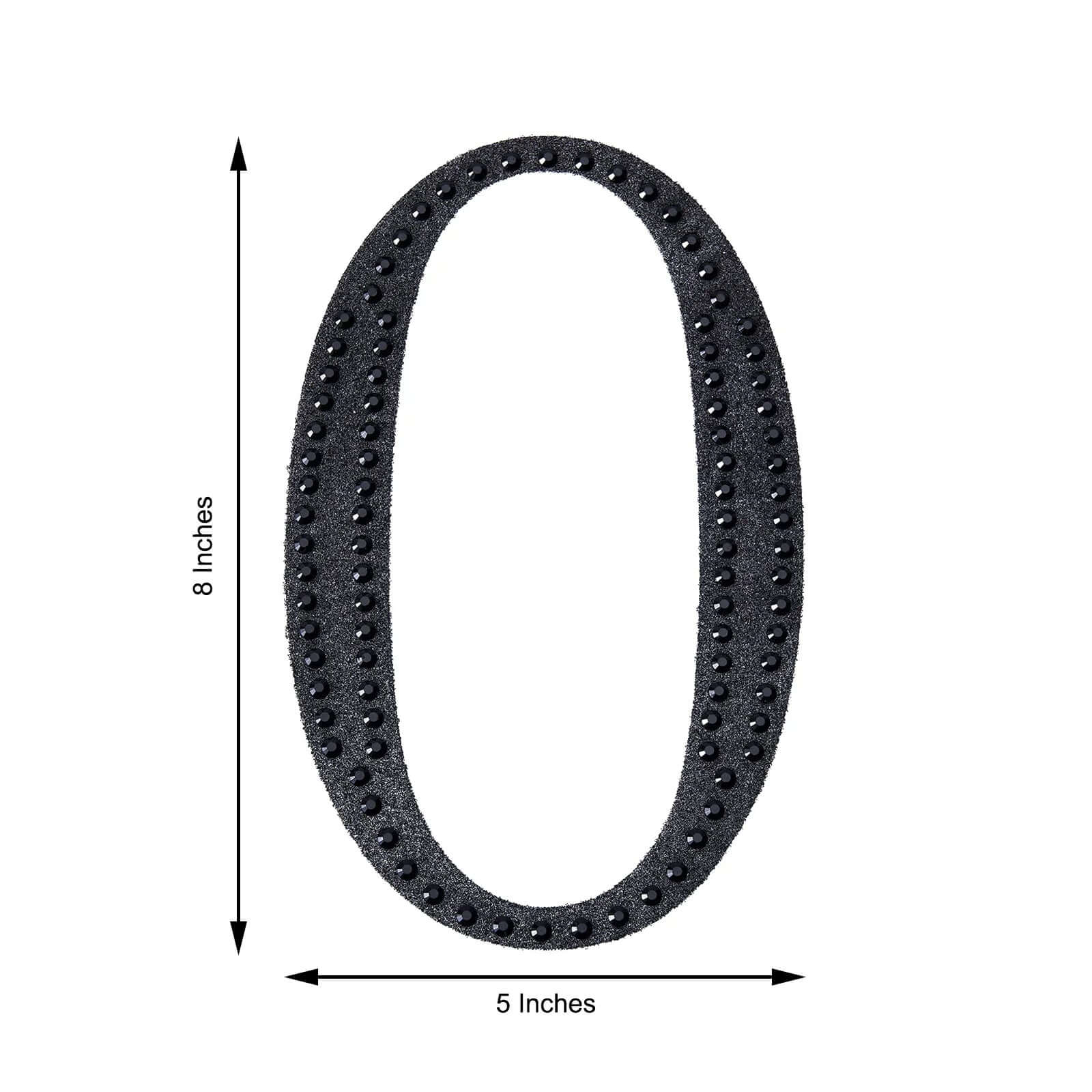 Decorative Rhinestone Number "0" Stickers 8", Black Glitter Adhesive Craft Numbers - DIY Sparkle Embellishments - Image 3
