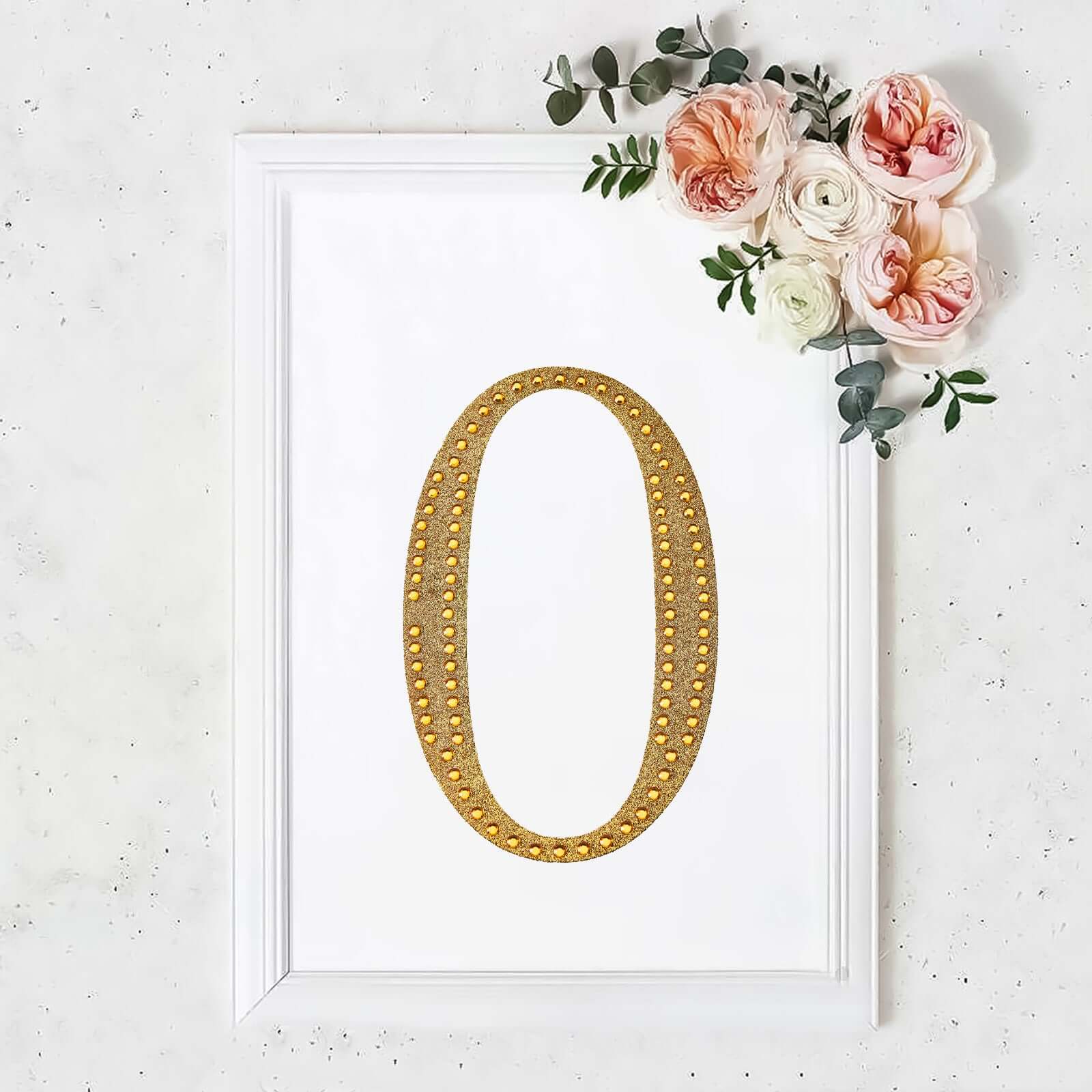 Decorative Rhinestone Number "0" Stickers 8", Gold Glitter Adhesive Craft Numbers - DIY Sparkle Embellishments - Image 11