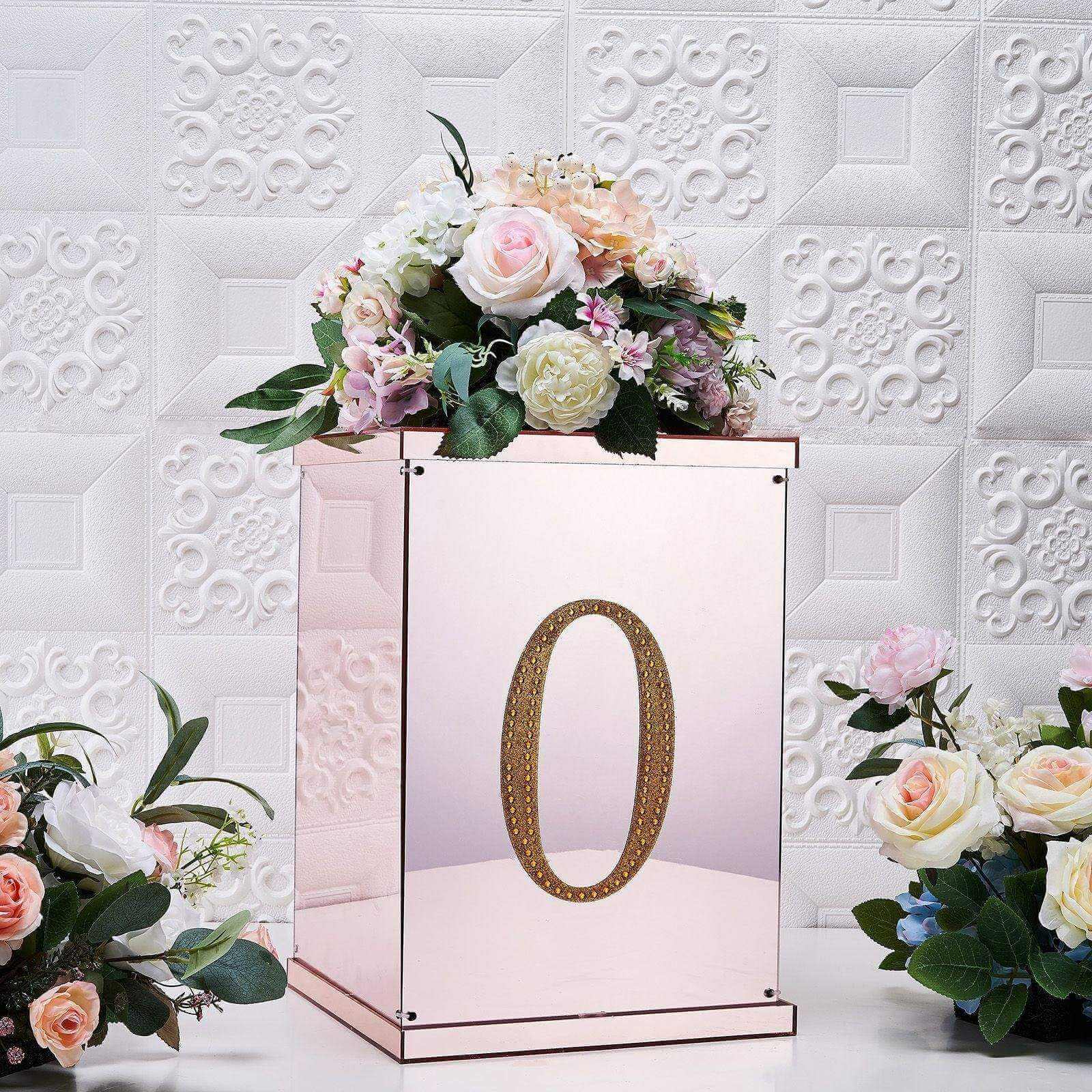 Decorative Rhinestone Number "0" Stickers 8", Gold Glitter Adhesive Craft Numbers - DIY Sparkle Embellishments - Image 2