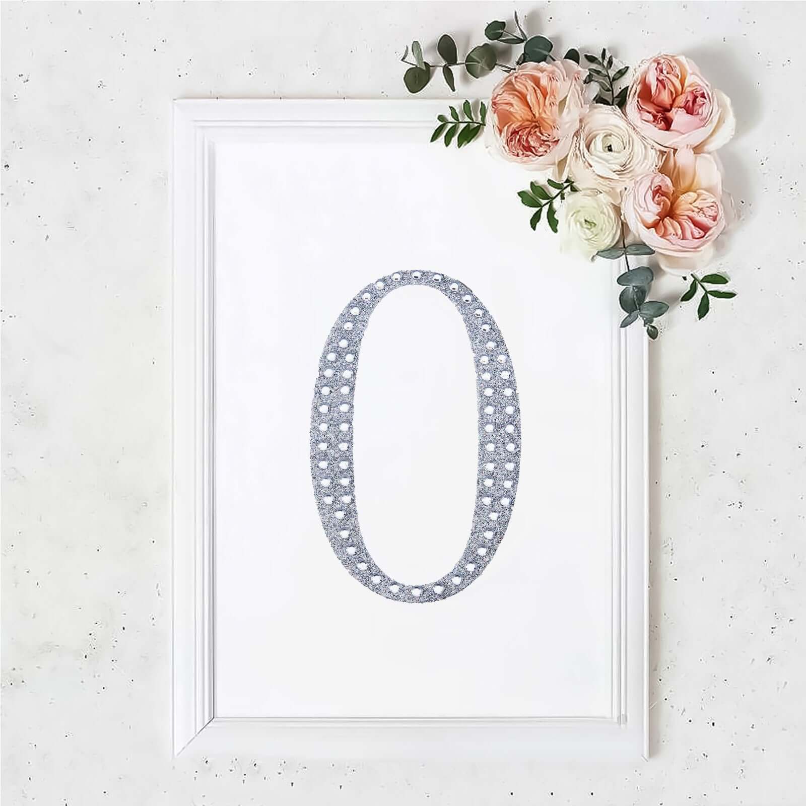 Decorative Rhinestone Number "0" Stickers 8", Silver Glitter Adhesive Craft Numbers - DIY Sparkle Embellishments - Image 11