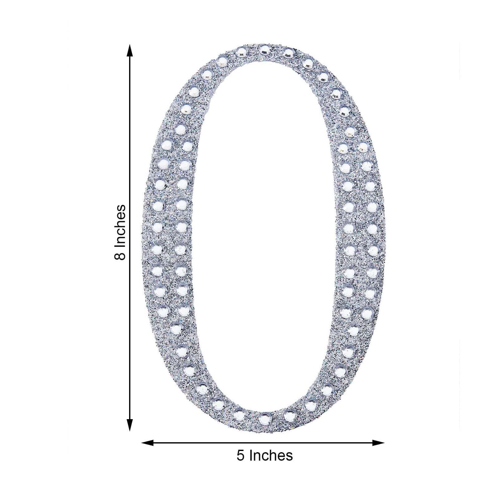 Decorative Rhinestone Number "0" Stickers 8", Silver Glitter Adhesive Craft Numbers - DIY Sparkle Embellishments - Image 3