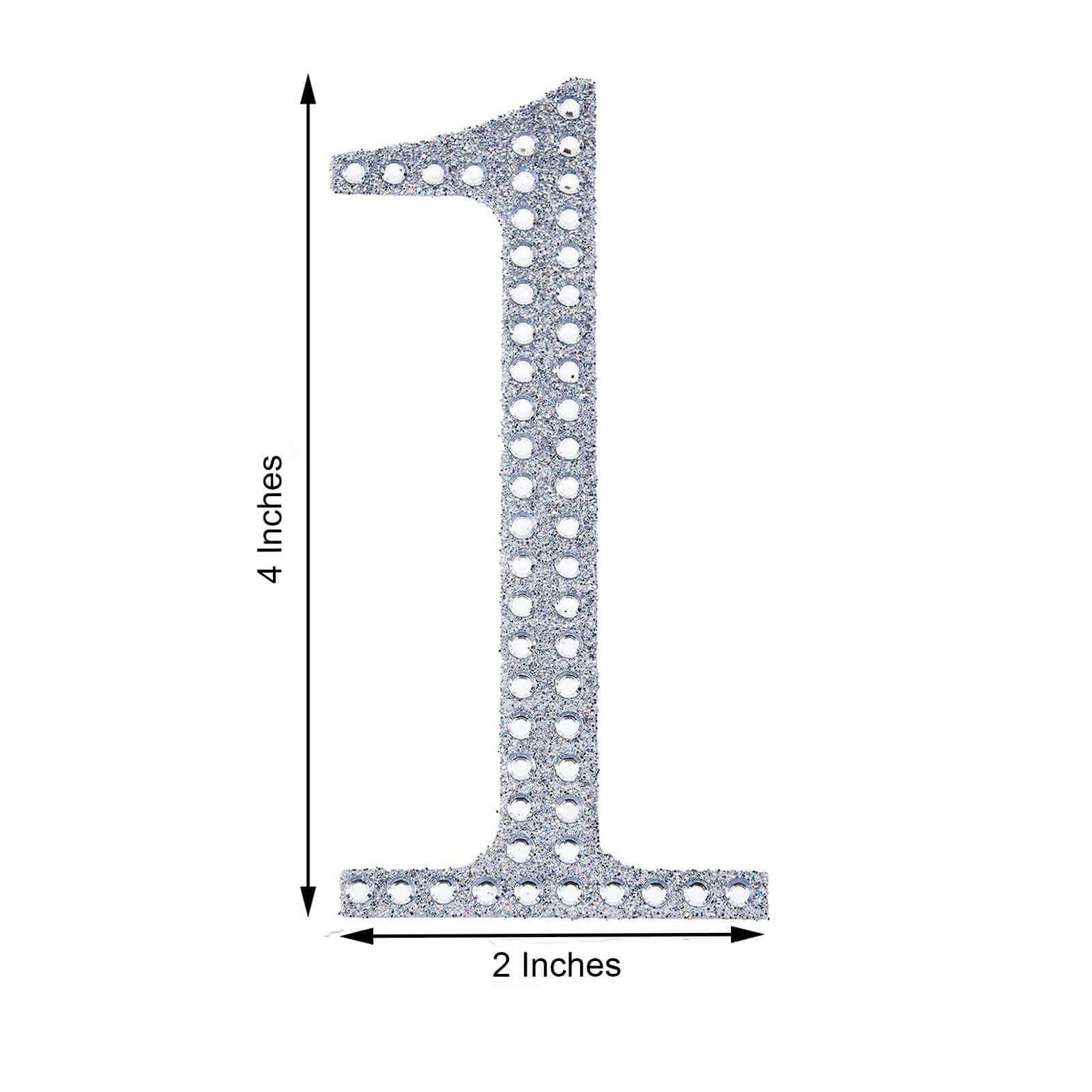Decorative Rhinestone Number "1" Stickers 4", Silver Glitter Adhesive Craft Numbers - DIY Sparkle Embellishments - Image 3