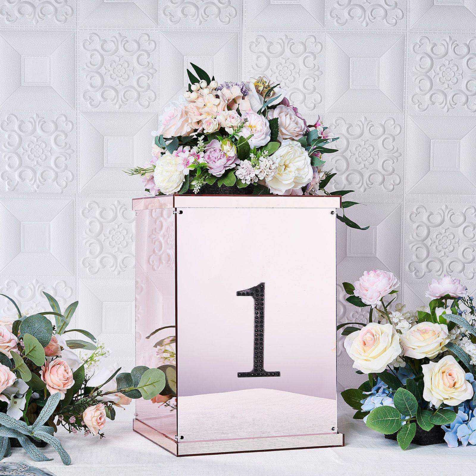 Decorative Rhinestone Number "1" Stickers 6", Black Glitter Adhesive Craft Numbers - DIY Sparkle Embellishments