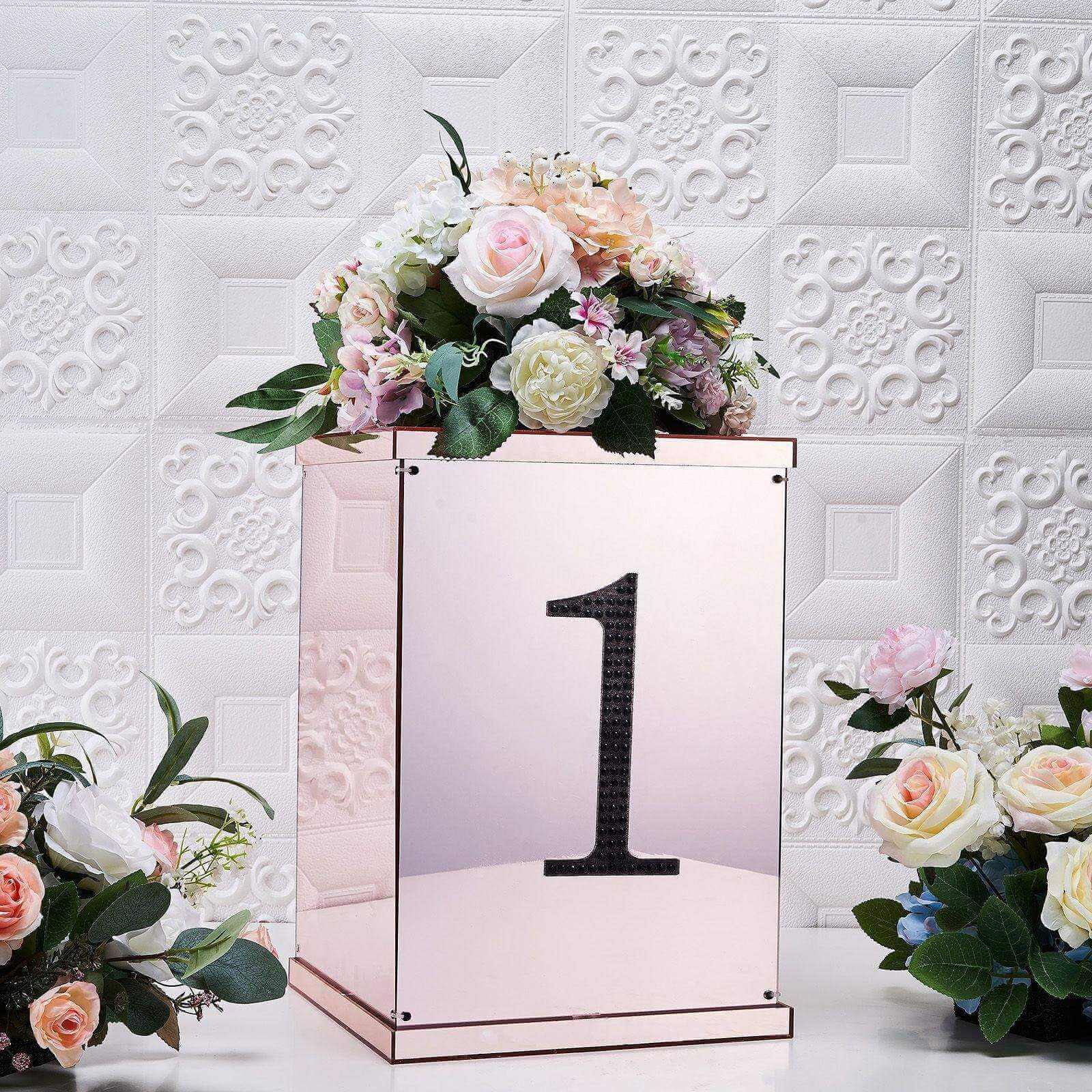Decorative Rhinestone Number "1" Stickers 8", Black Glitter Adhesive Craft Numbers - DIY Sparkle Embellishments - Image 2
