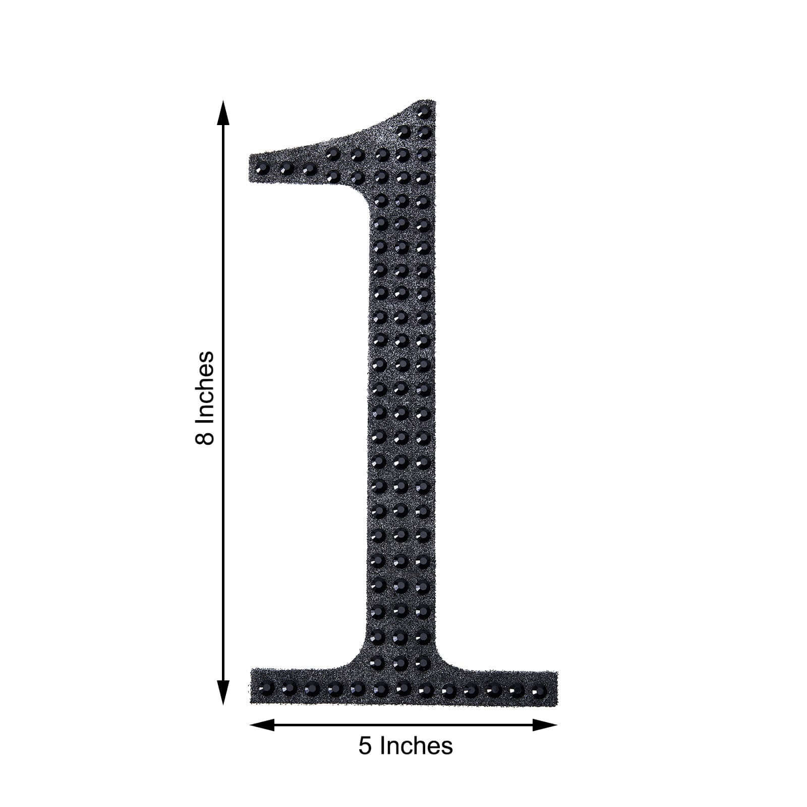 Decorative Rhinestone Number "1" Stickers 8", Black Glitter Adhesive Craft Numbers - DIY Sparkle Embellishments - Image 3