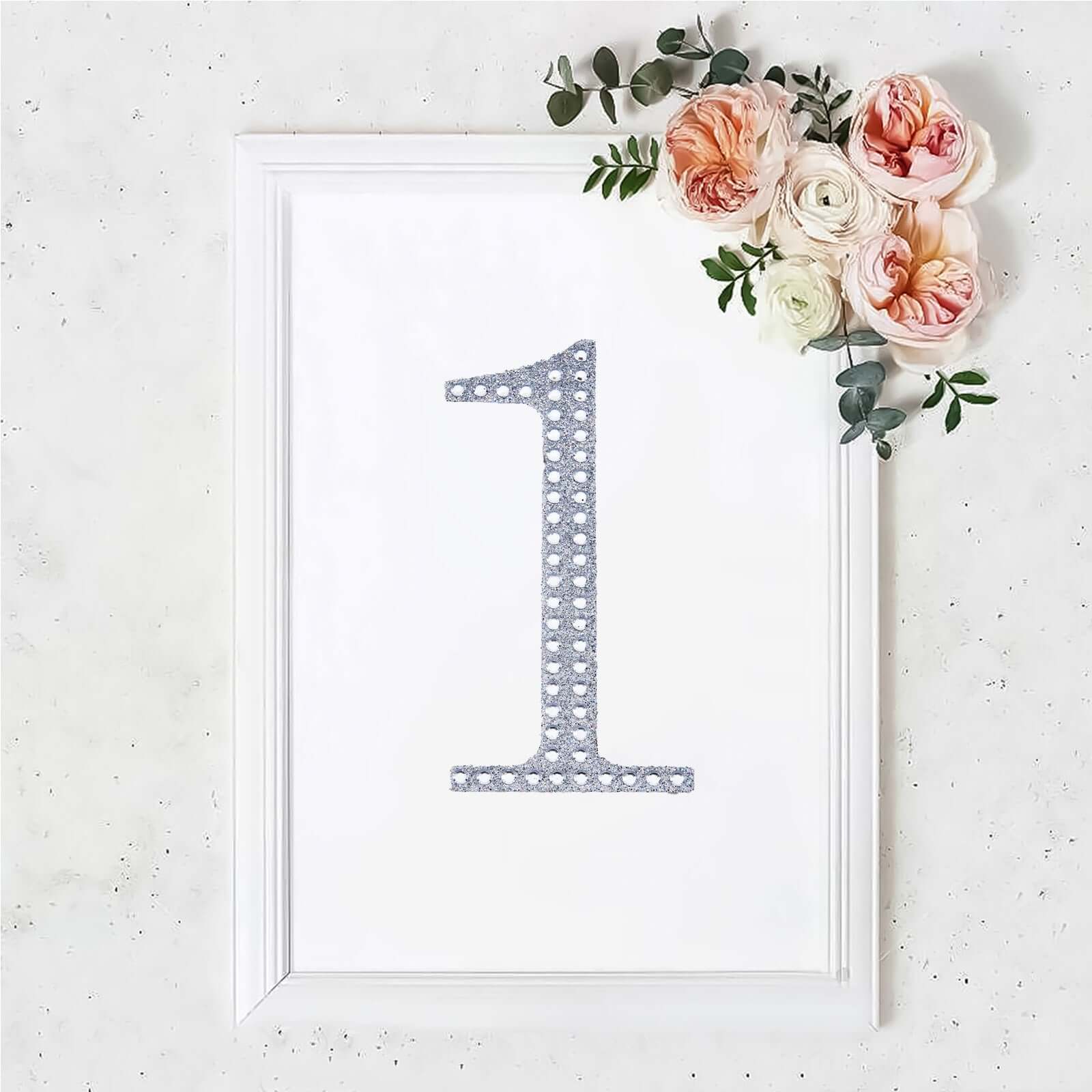 Decorative Rhinestone Number "1" Stickers 8", Silver Glitter Adhesive Craft Numbers - DIY Sparkle Embellishments - Image 11